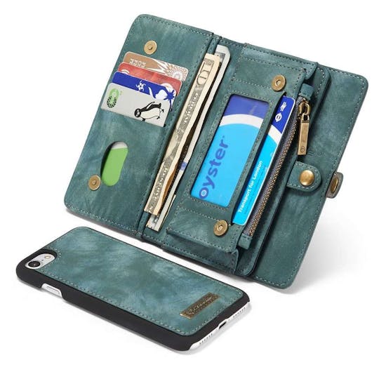 munt Ga terug opladen Caseme iPhone 8/SE Portemonnee Hoesje Alles-in-één Blauw Groen - Mobiel.nl