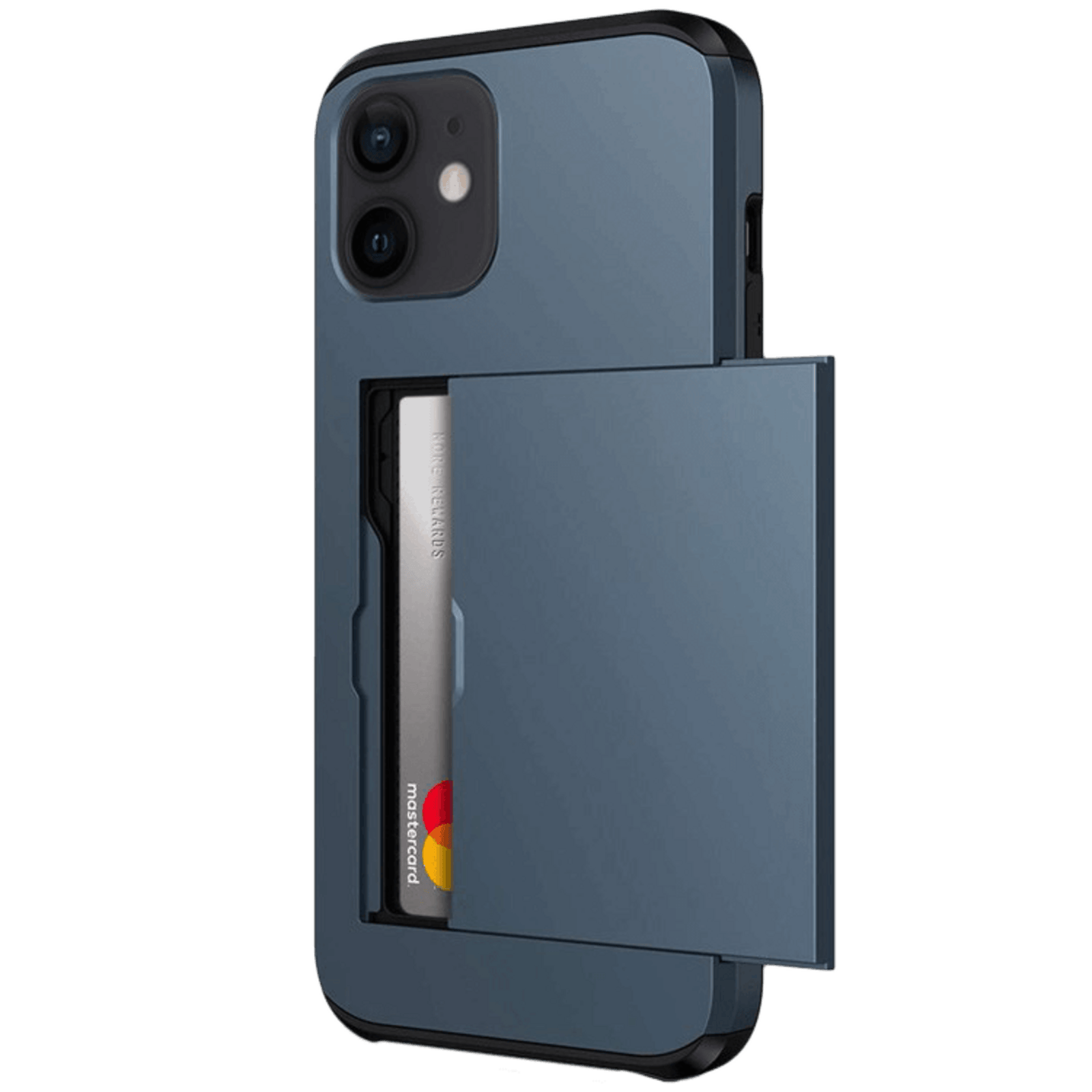 Slide Case iPhone 12 (Pro) Hoesje met Pashouder Donkerblauw