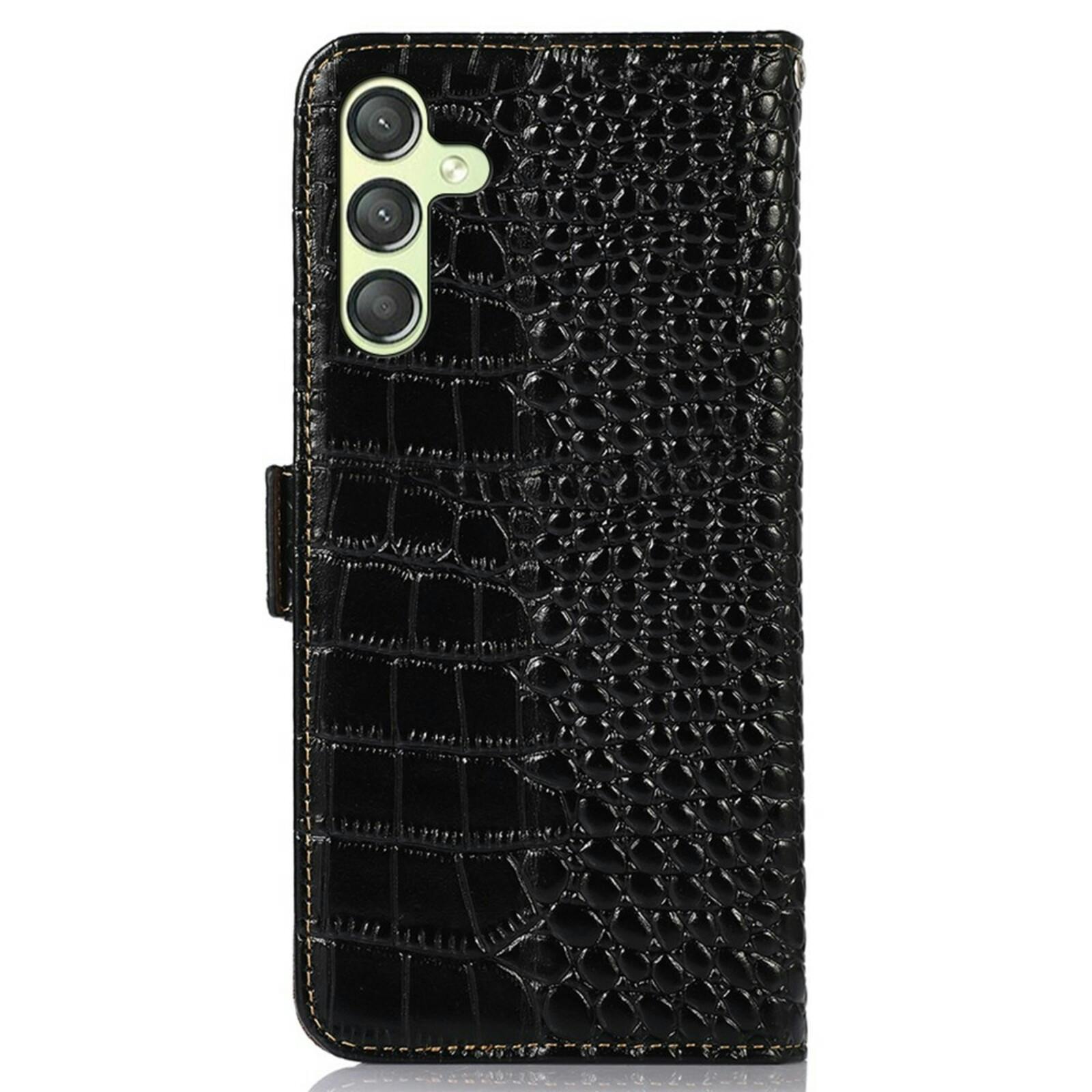 Mocaa Samsung Galaxy A25 Croco Book Case Leer Zwart