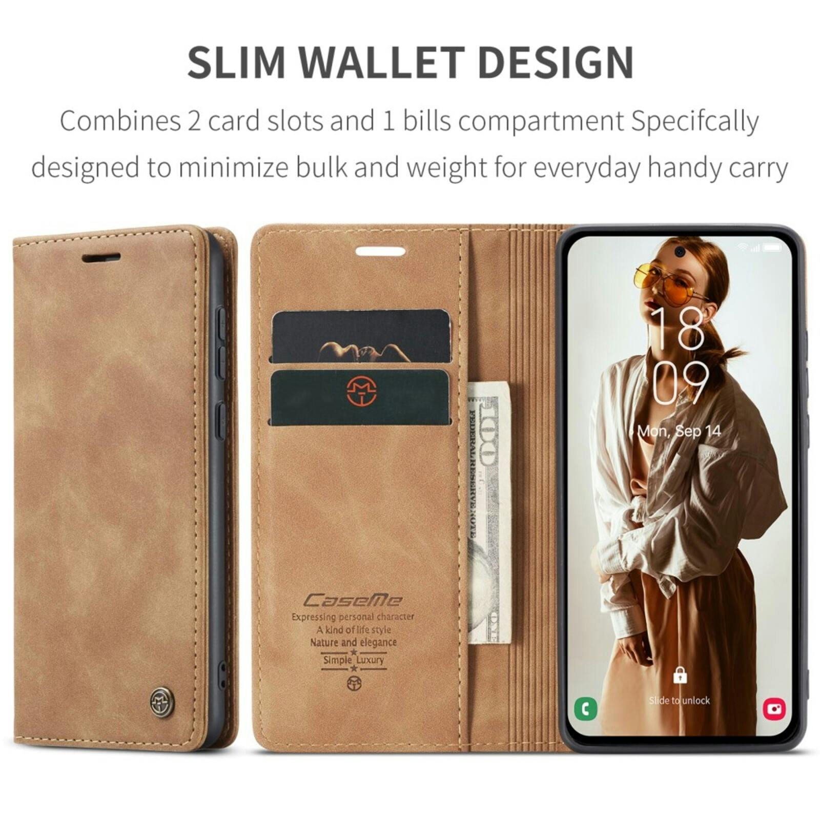 Caseme Samsung Galaxy A56 Business Bookcase Hoesje Bruin
