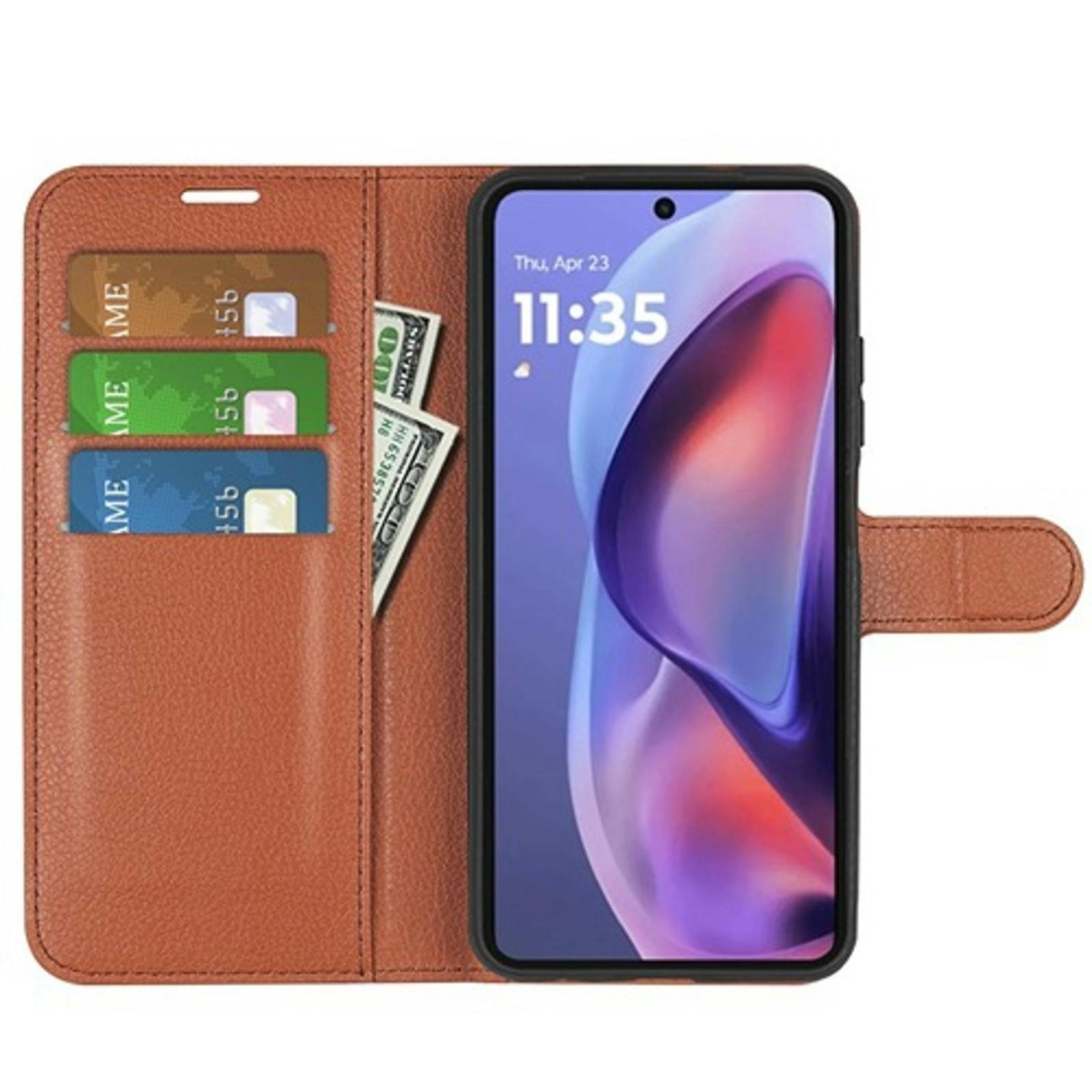 Mocaa Motorola Moto E15 4G Slim-Fit Bookcase Bruin