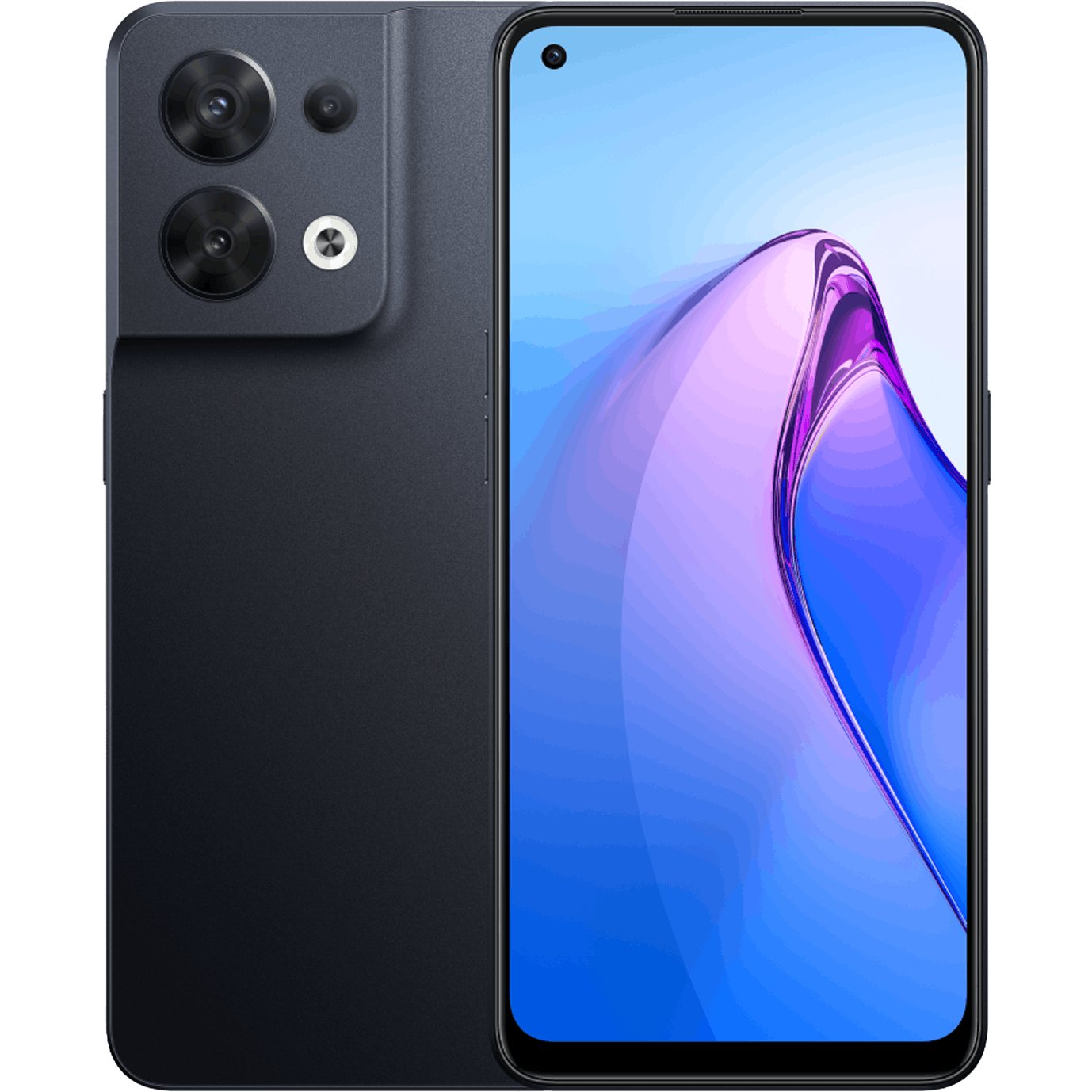 OPPO Reno8 5G Shimmer Black - Voorkant & achterkant