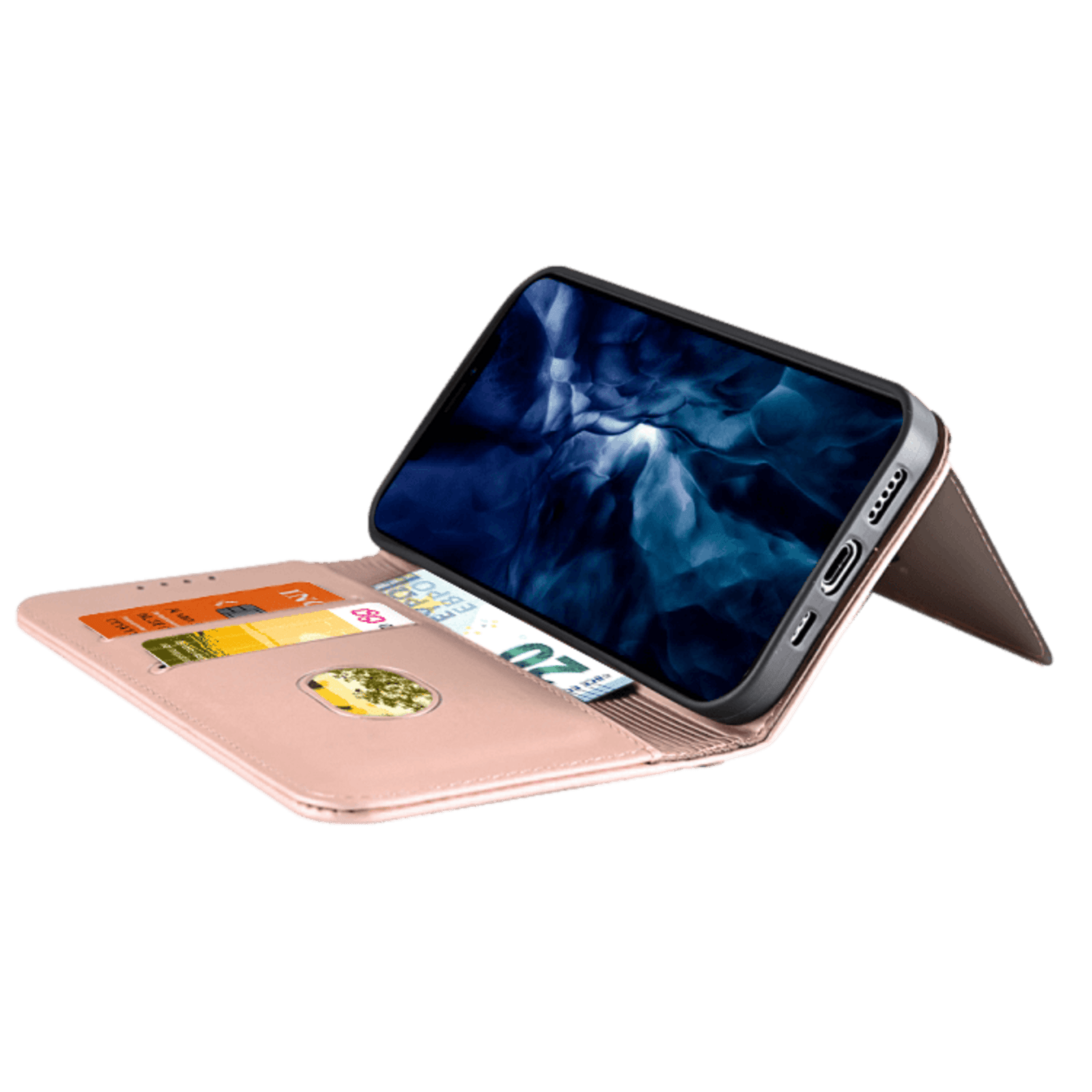 CaseBody iPhone 12 (Pro) Lux Bookcase Hoesje Roségoud