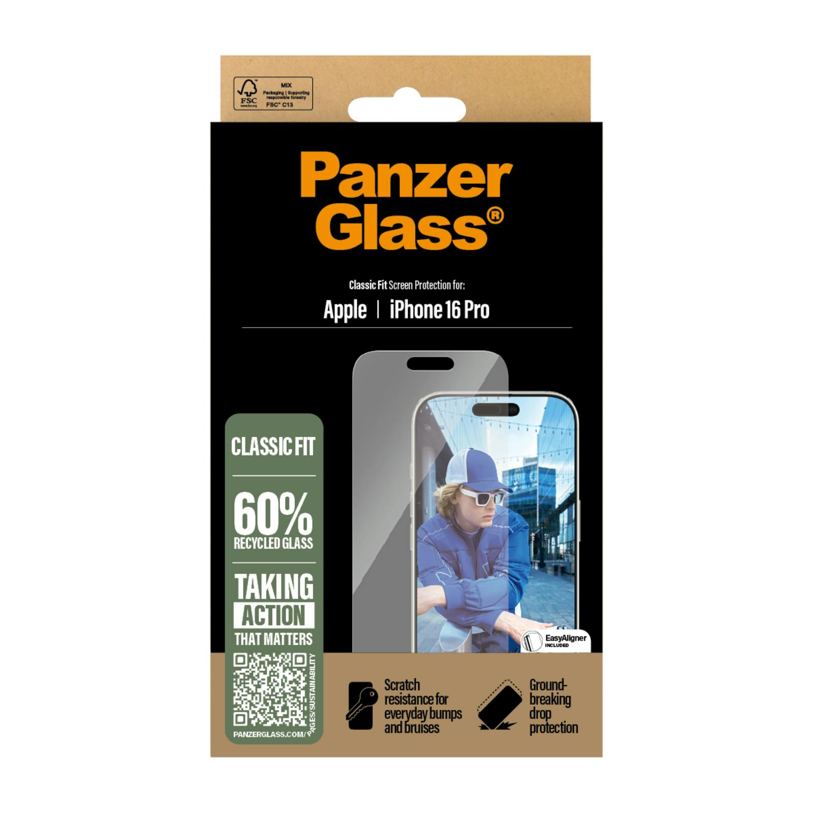 PanzerGlass iPhone 16 Pro Classic Fit Screenprotector
