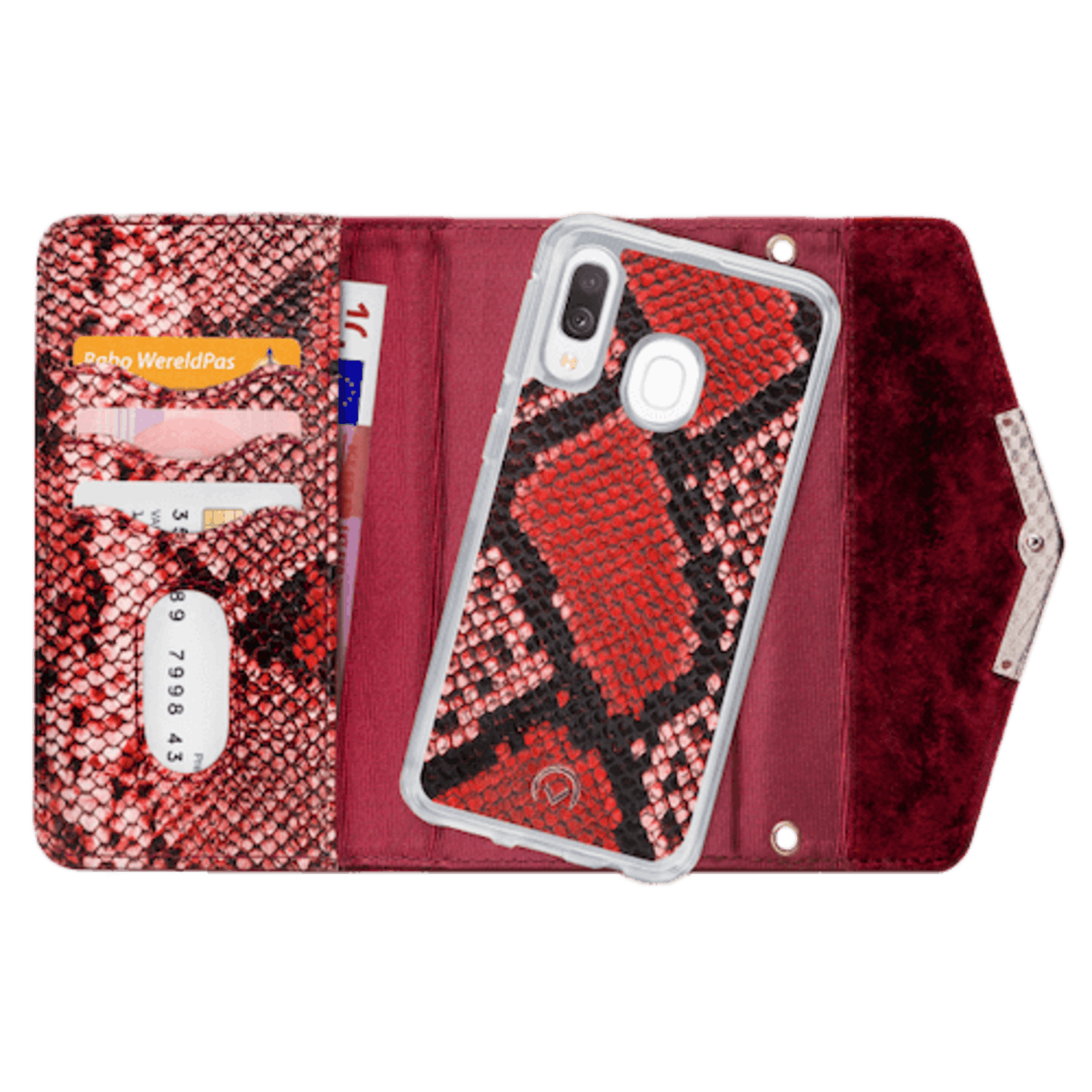 Mobilize Samsung Galaxy A40 Velvet Clutch Red Snake Rood