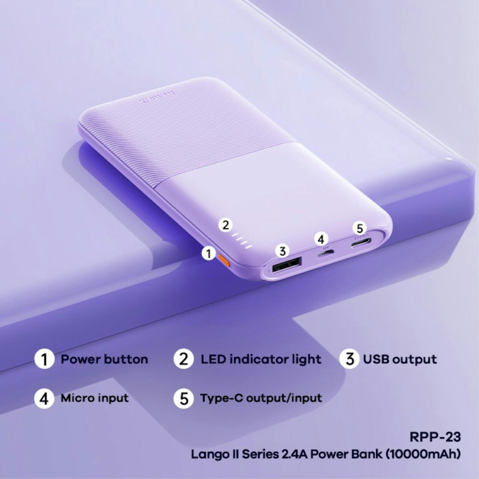 Remax 10.000mAh Portable Powerbank Wit 10.000 mAh