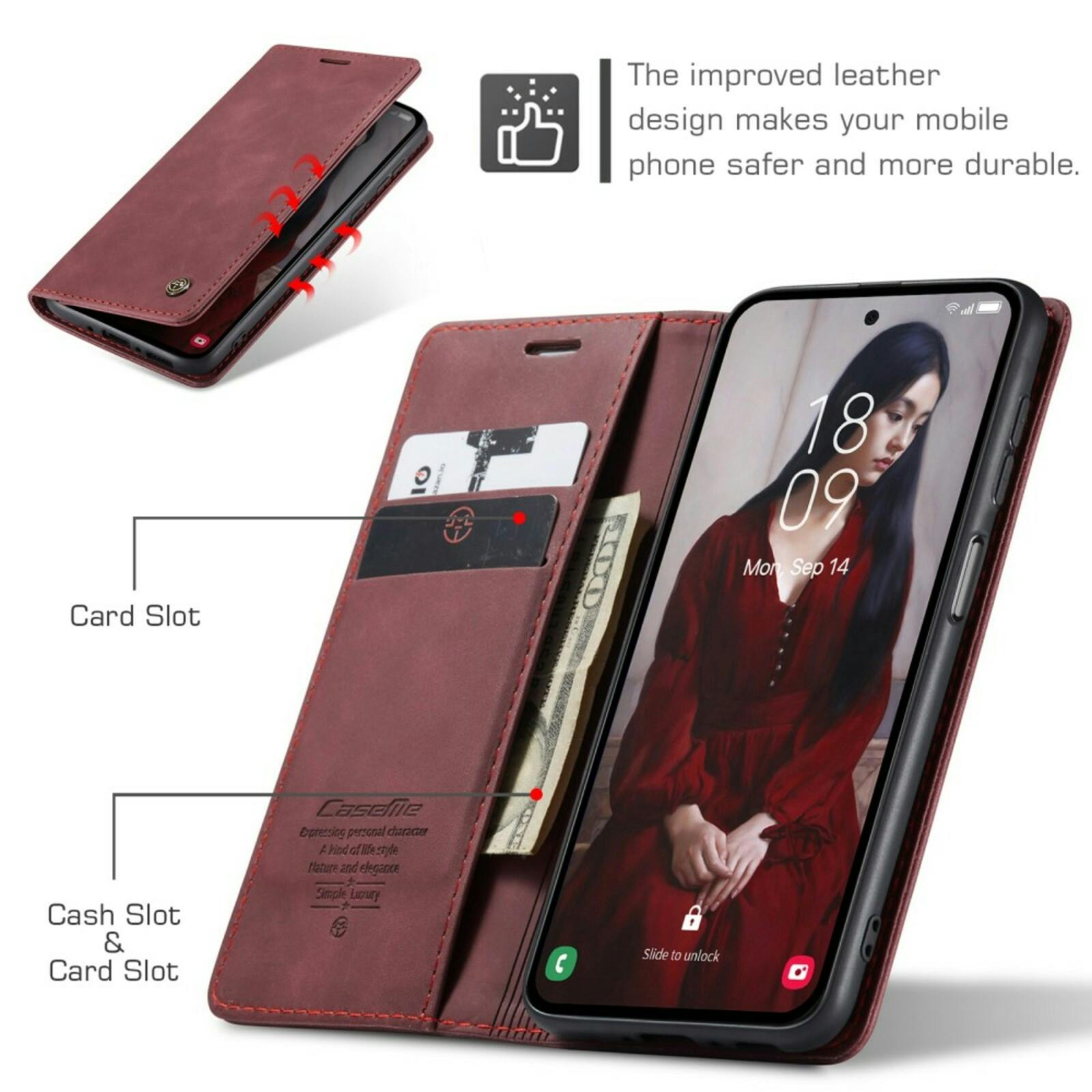Caseme Samsung A35 Business Wallet Hoesje Rood