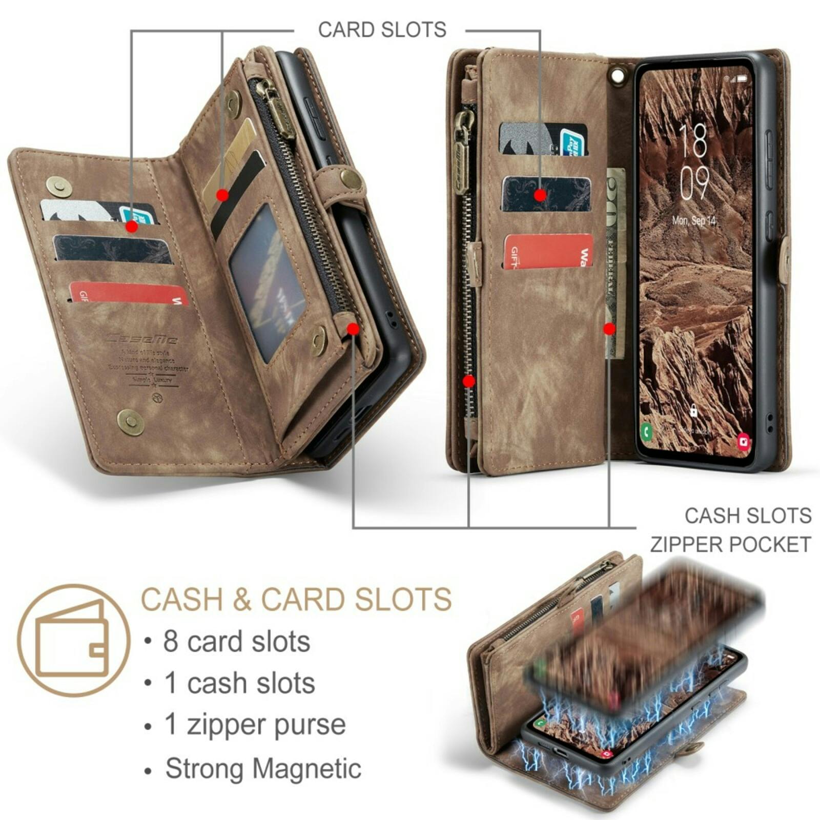 Caseme Samsung A55 Vintage Wallet Hoesje Bruin