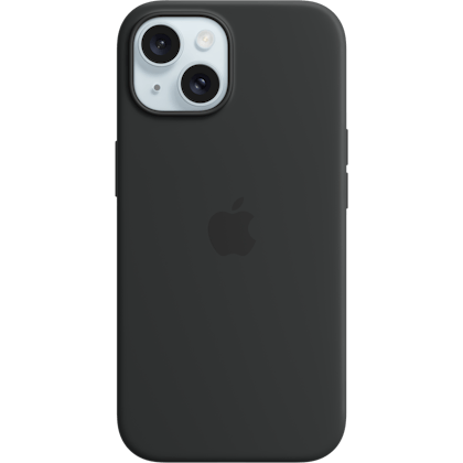 Apple iPhone 15 MagSafe Siliconen Hoesje Zwart - Voorkant