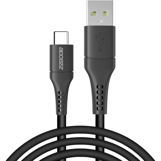 Accezz USB-A naar USB-C kabel 2m Black - Voorkant