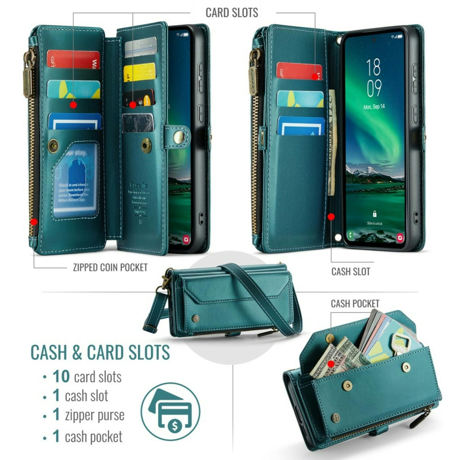 Caseme Samsung S24 FE Clutch Wallet met Koord Groen