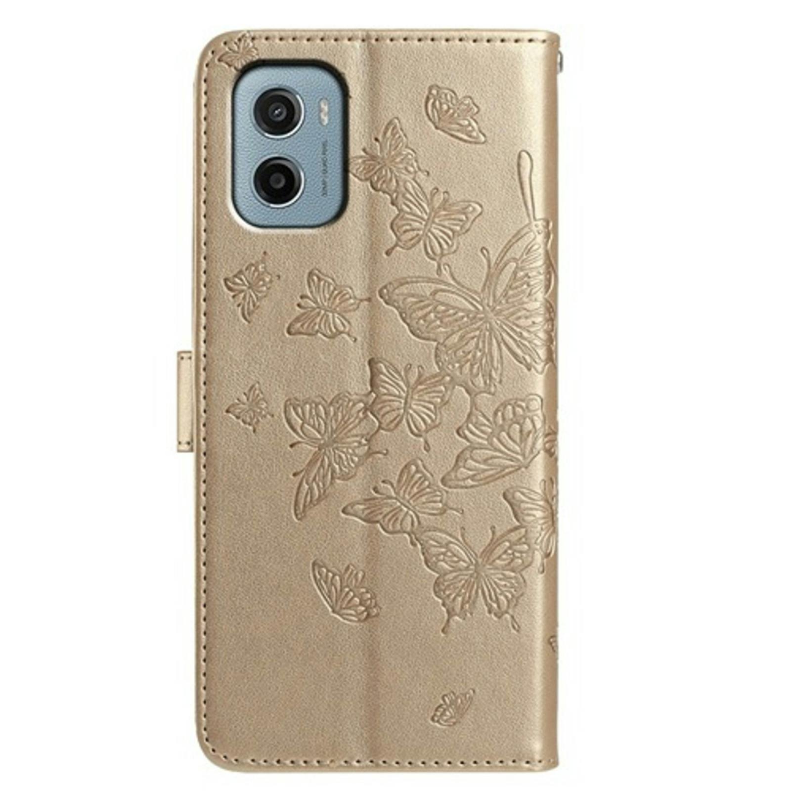Comfycase Motorola Moto G15 Vlinders Booklet Hoesje Goud