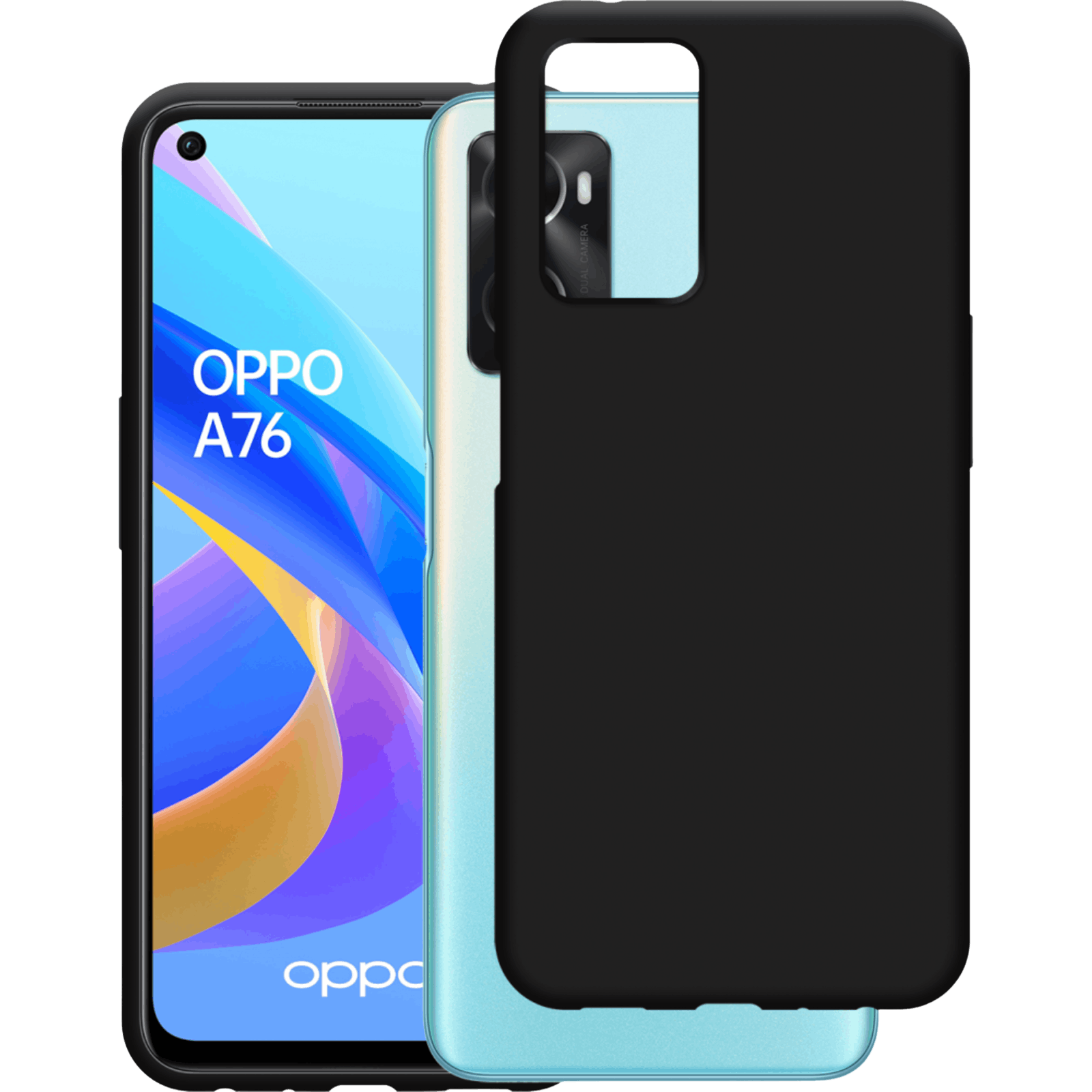 Just in Case OPPO A76 Siliconen (TPU) Hoesje Black - Voorkant