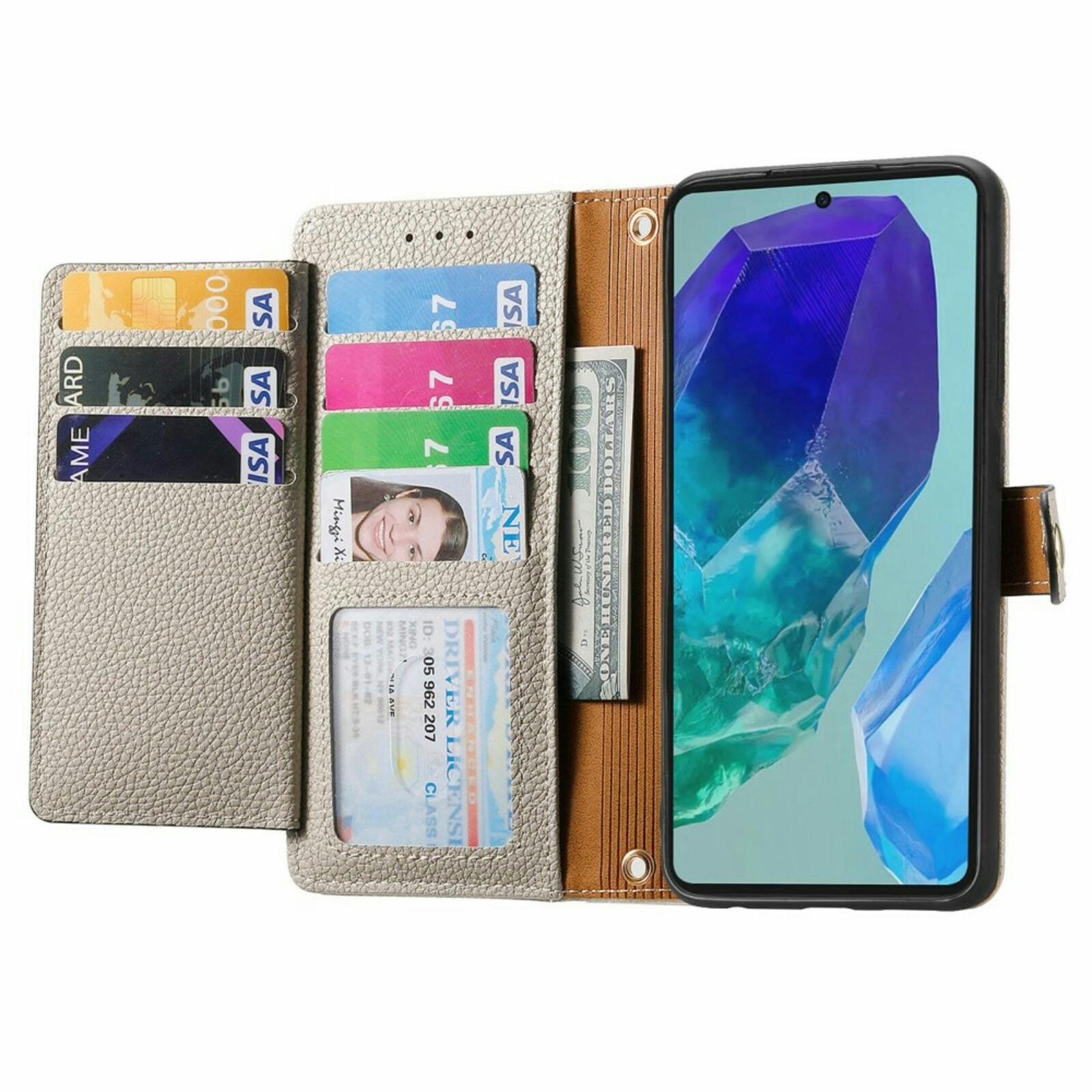 Mocaa Samsung Galaxy A16 Love Heart Wallet Hoesje Grijs