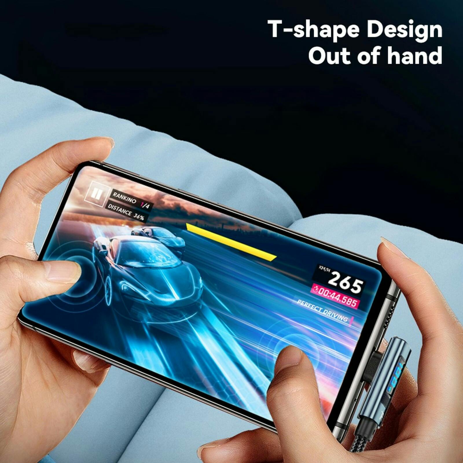 Essager 100W USB-A to USB-C Digital Display Elbow Data Cable Zwart 2m