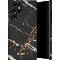 Selencia Galaxy S22 Ultra Fashion Hoesje Marble Black - Voorkant