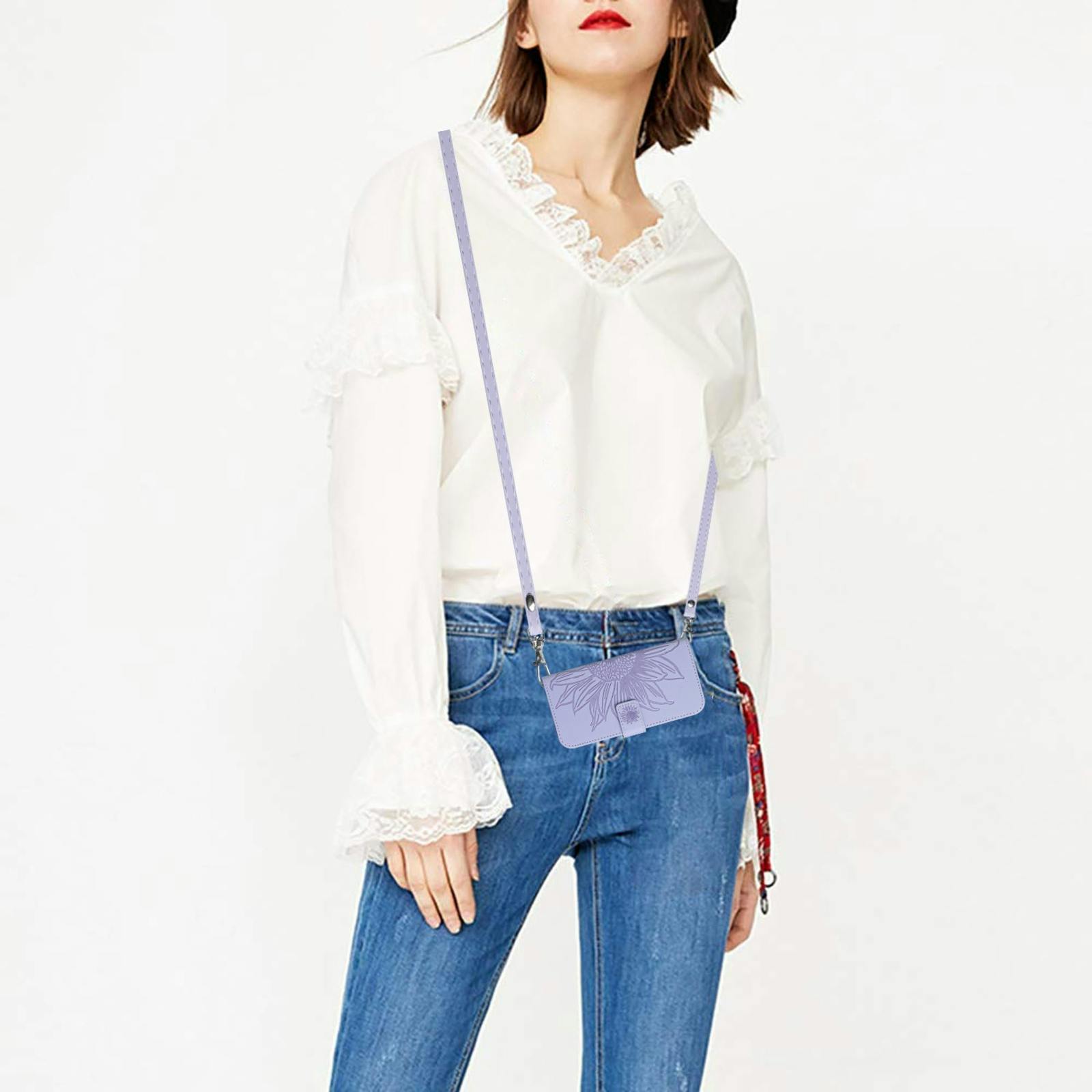 Mocaa Samsung Galaxy S25 FE Sunflower Bookcase met Koord Paars