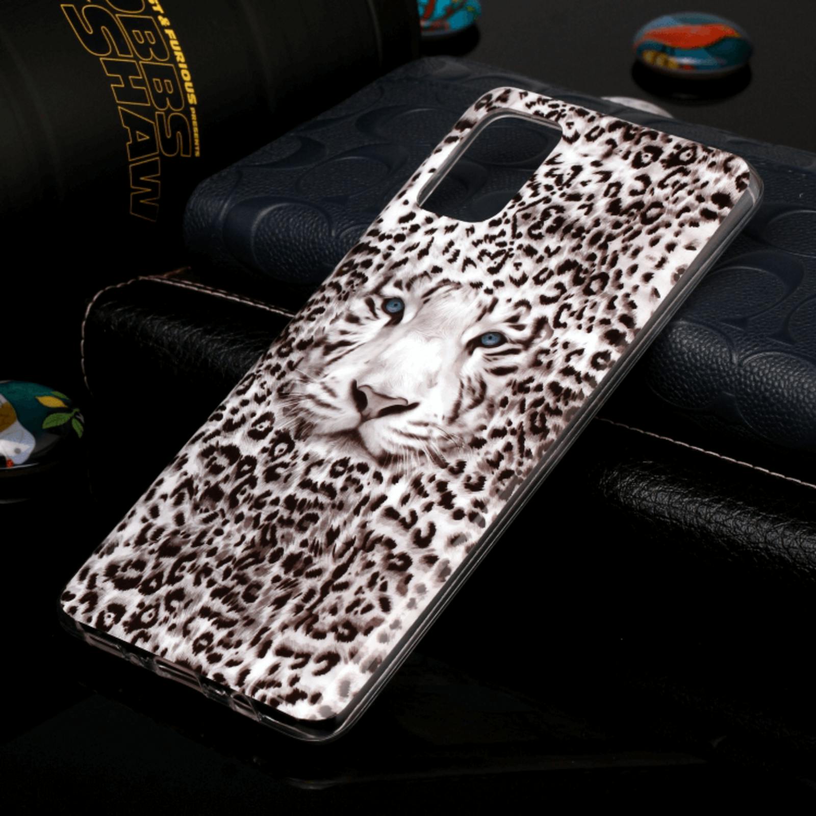 Mocaa Samsung Galaxy A71 Glow in the Dark Hoesje Luipaardprint Meerkleurig