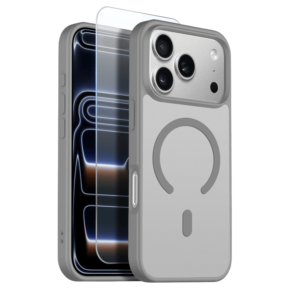 Northjo 2-in-1 iPhone 17 Pro Max Hoesje – Shockproof, MagSafe + Screenprotector Grijs