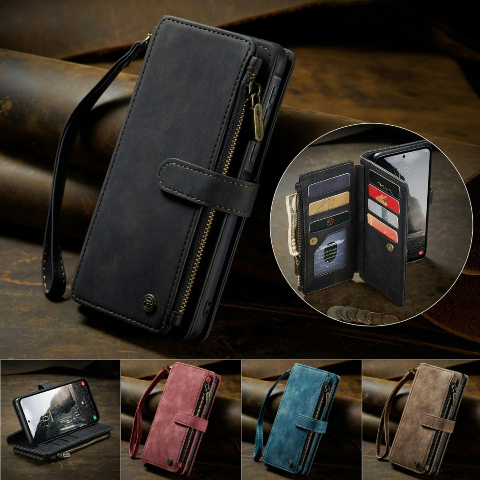 Caseme Samsung Galaxy A56 Vintage Wallet Hoesje Zwart