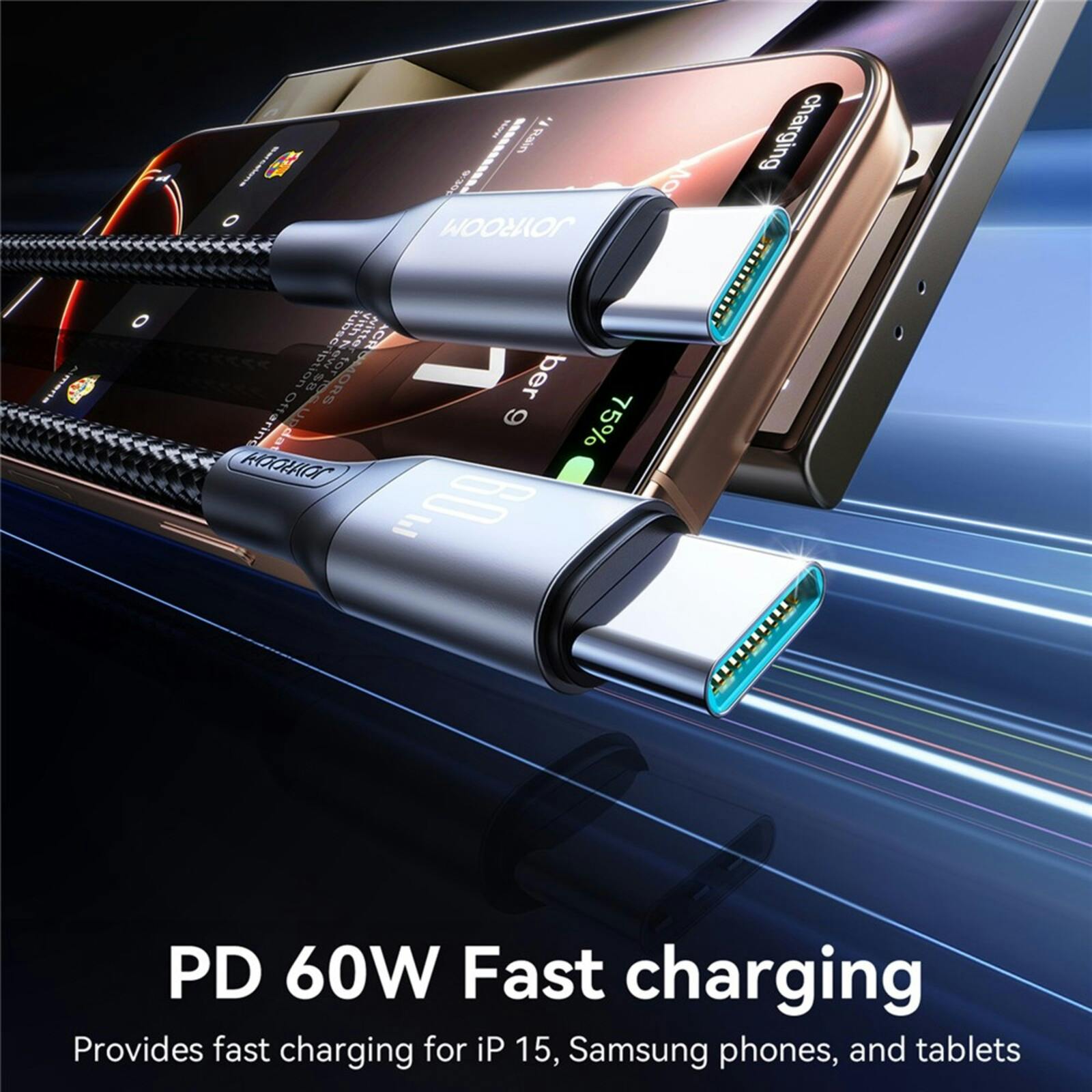 Joyroom 60W USB-C Fast Charging Data Cord Wit 1m