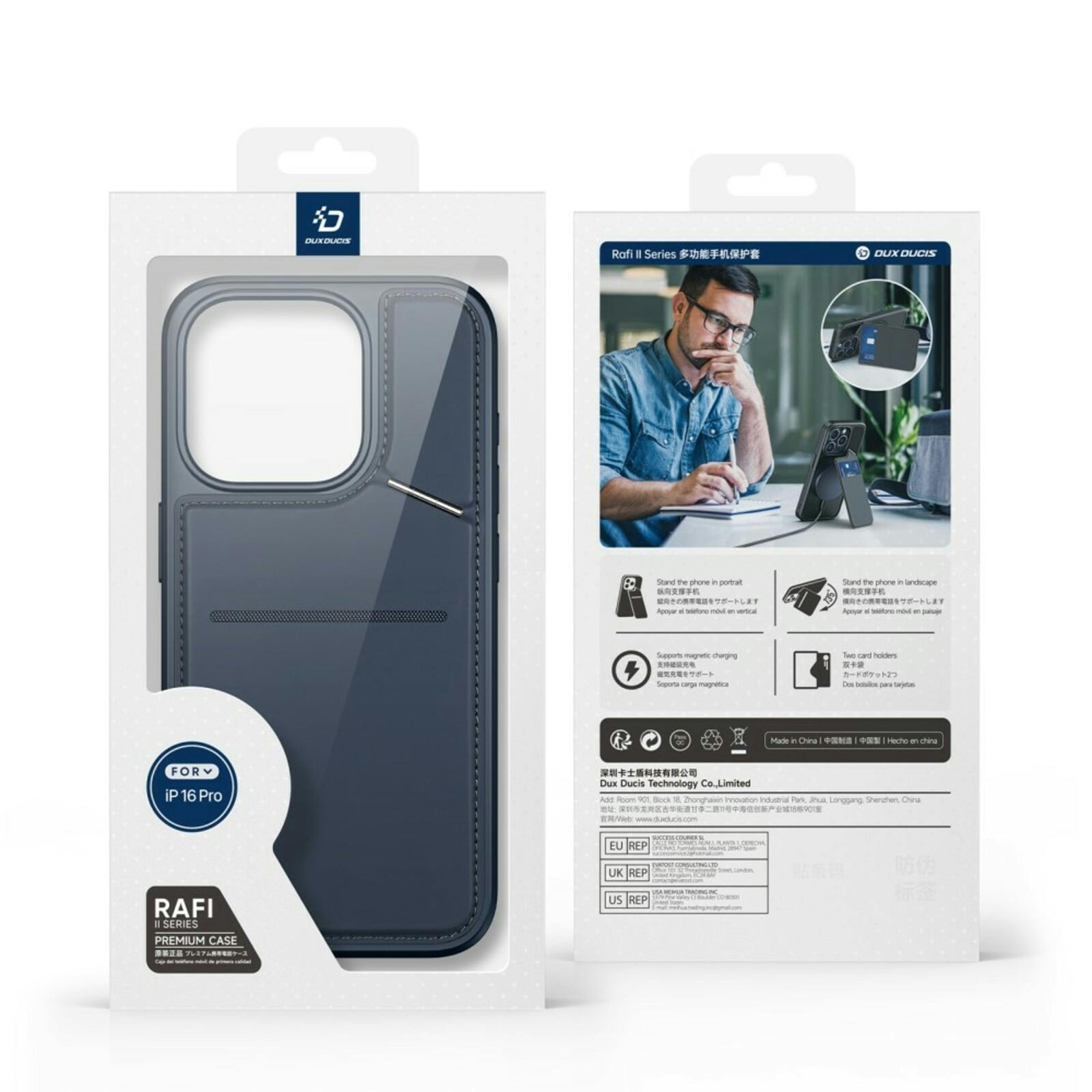 DUX DUCIS Apple iPhone 16 Pro Rafi Series Premium Beschermcase Blauw