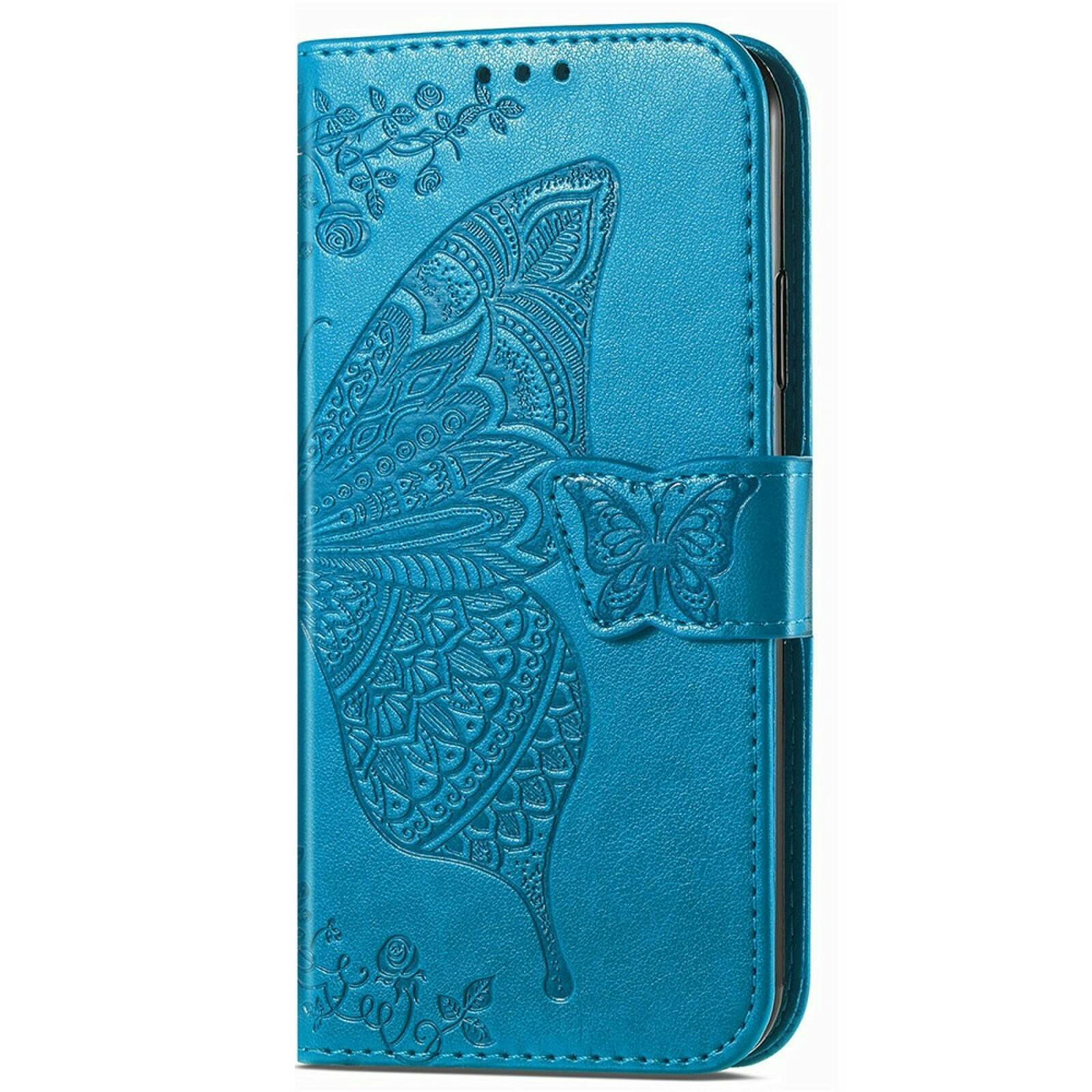 Comfycase Samsung A55 Butterfly Gravure Book Hoesje Blauw