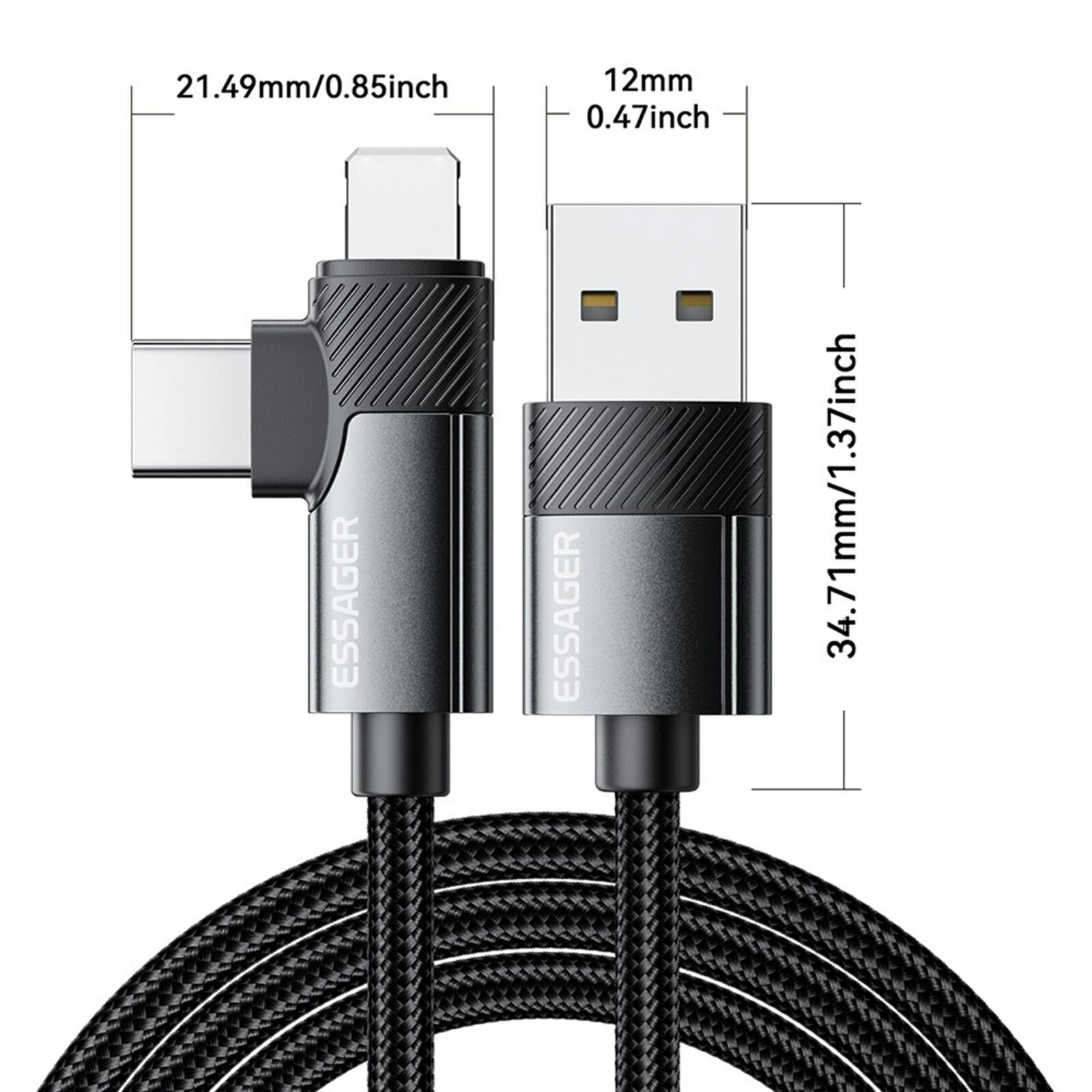 Joyroom USB-A naar Lightning of USB-C 90 Graden Kabel 2m
