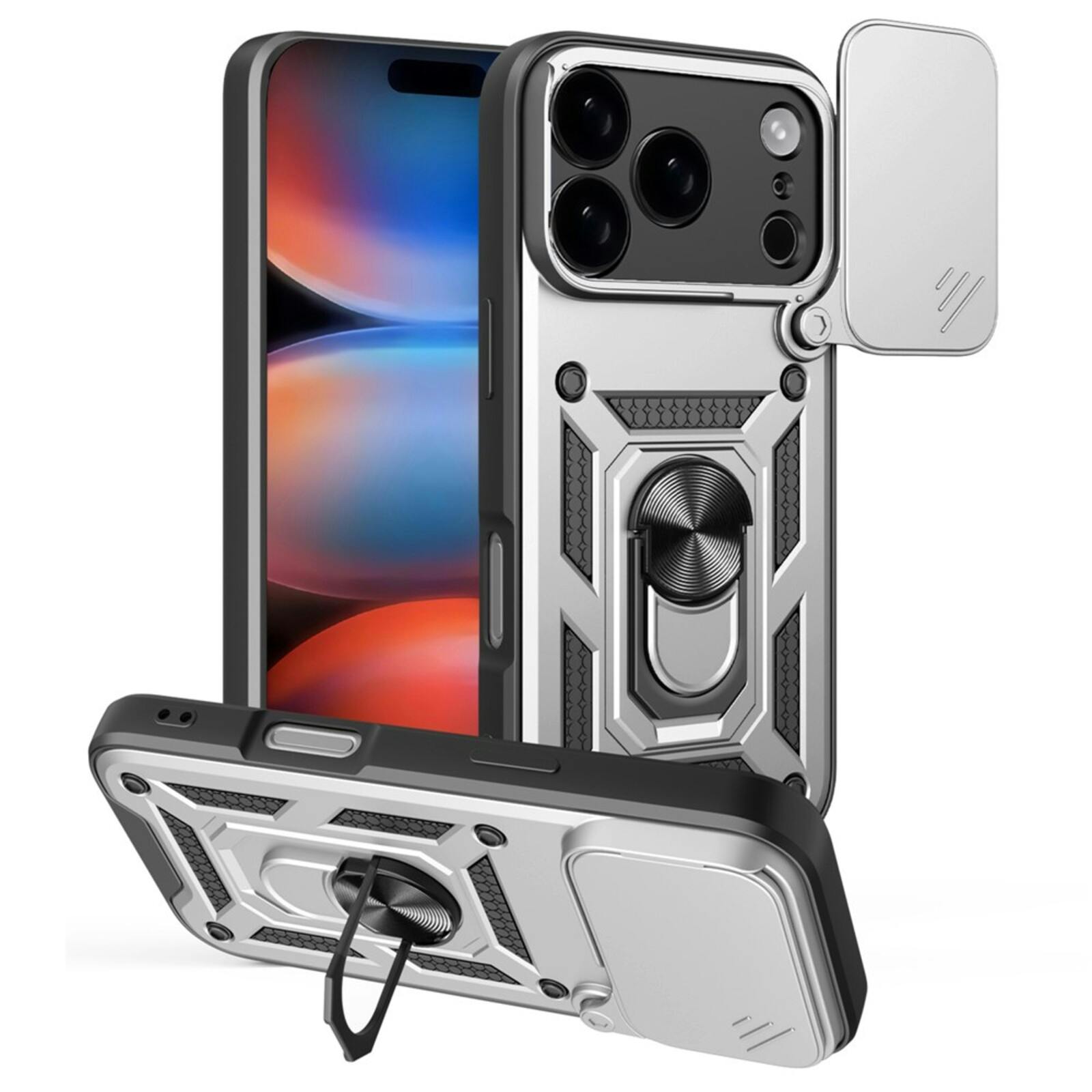 CaseBody Apple iPhone 17 Pro Shield Case met Camera-schuif Zilver