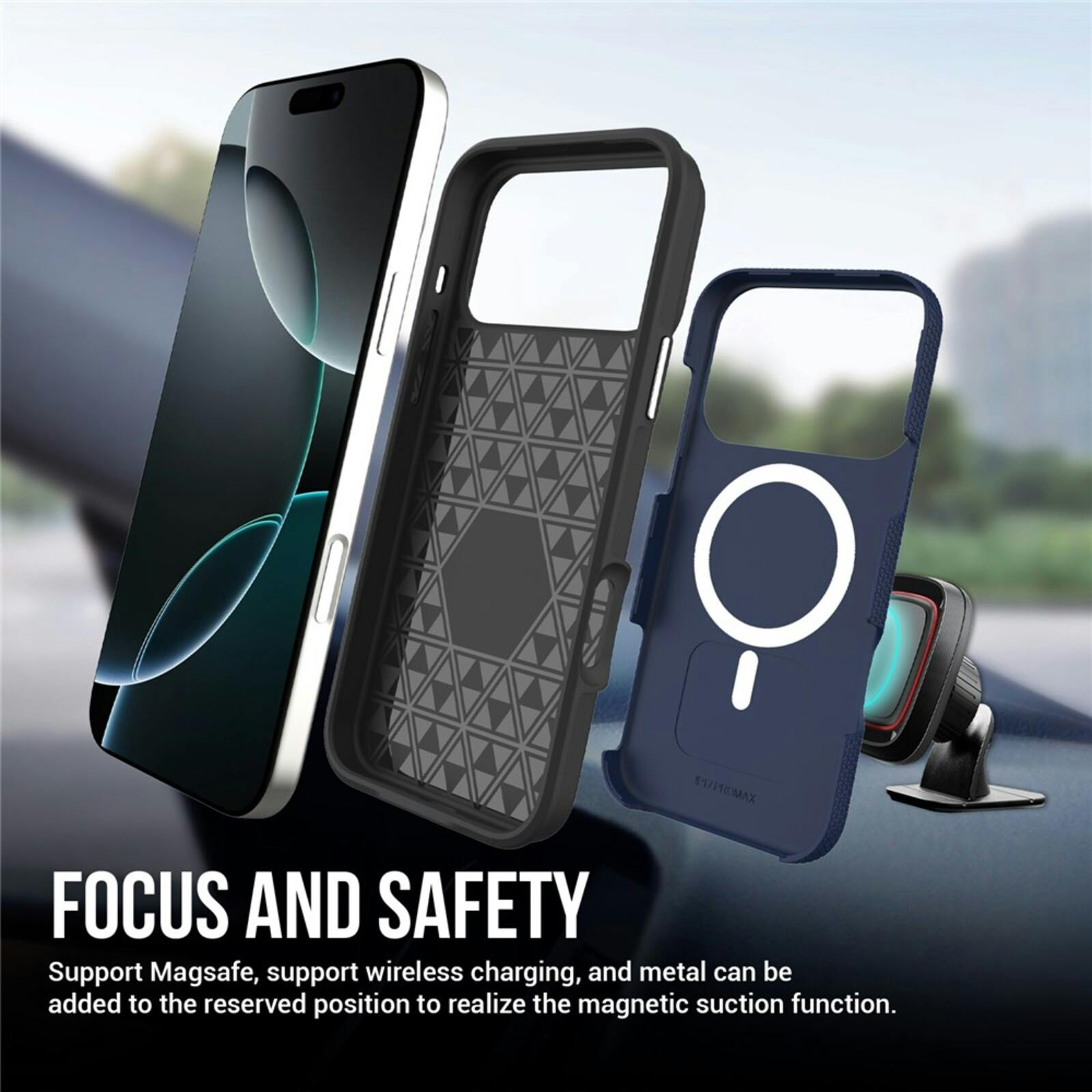 Mocaa Apple iPhone 17 Pro Rugged MagSafe Hoesje Blauw