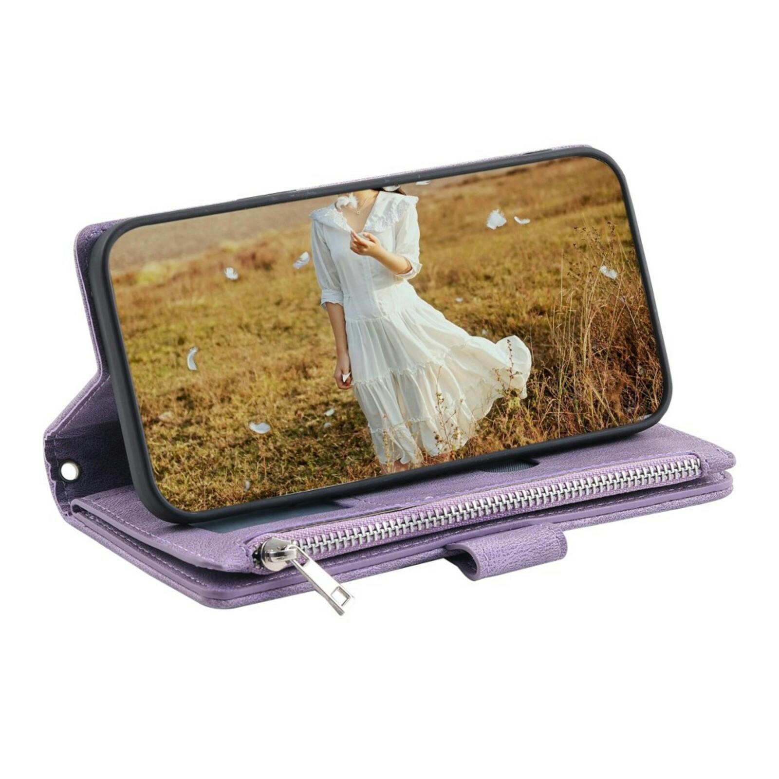 Comfycase Samsung Galaxy S23 Zipper Wallet Hoesje met Polskoord Paars