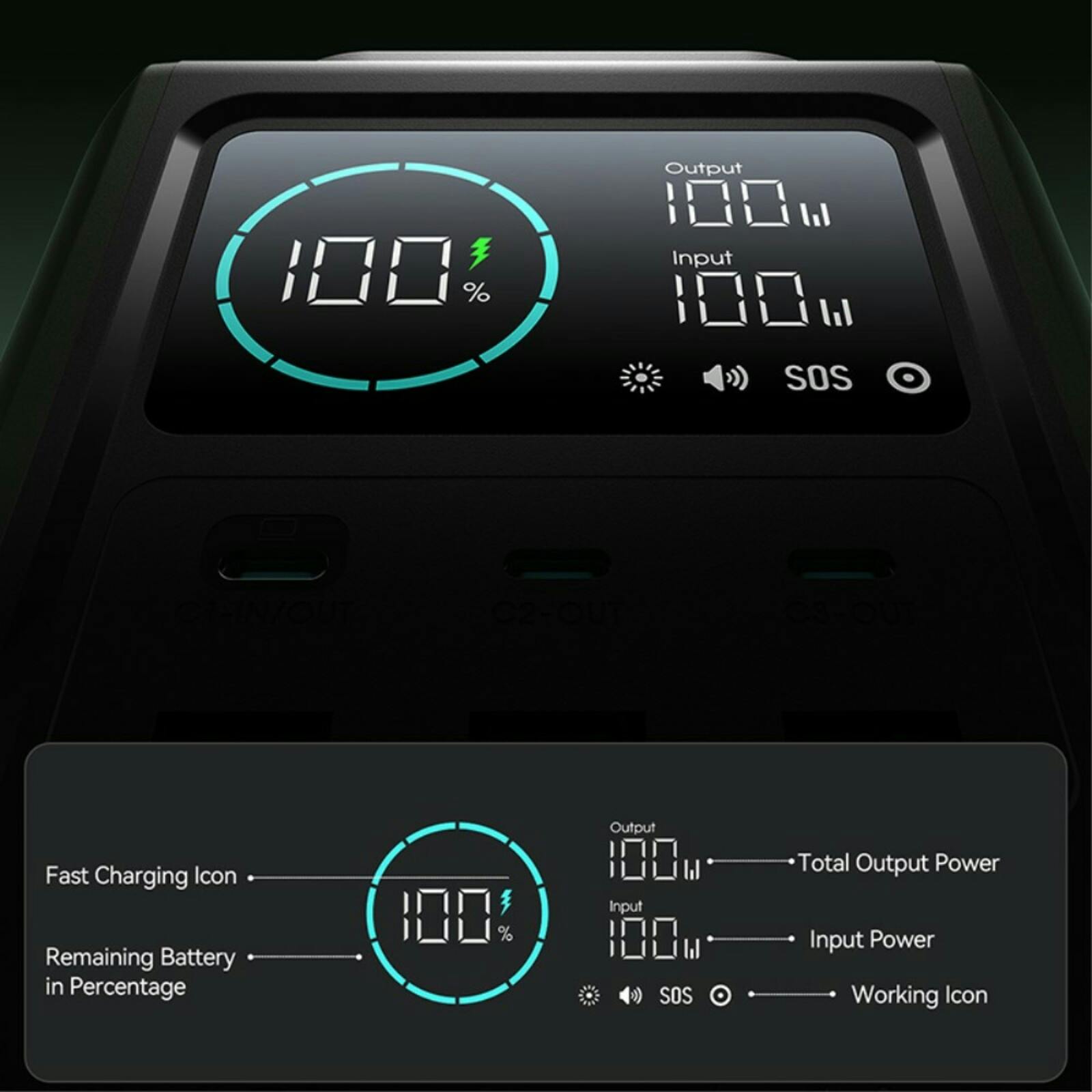 Joyroom 100W 75.000mAh Super Charge Outdoor Power Station Groen 75.000 mAh