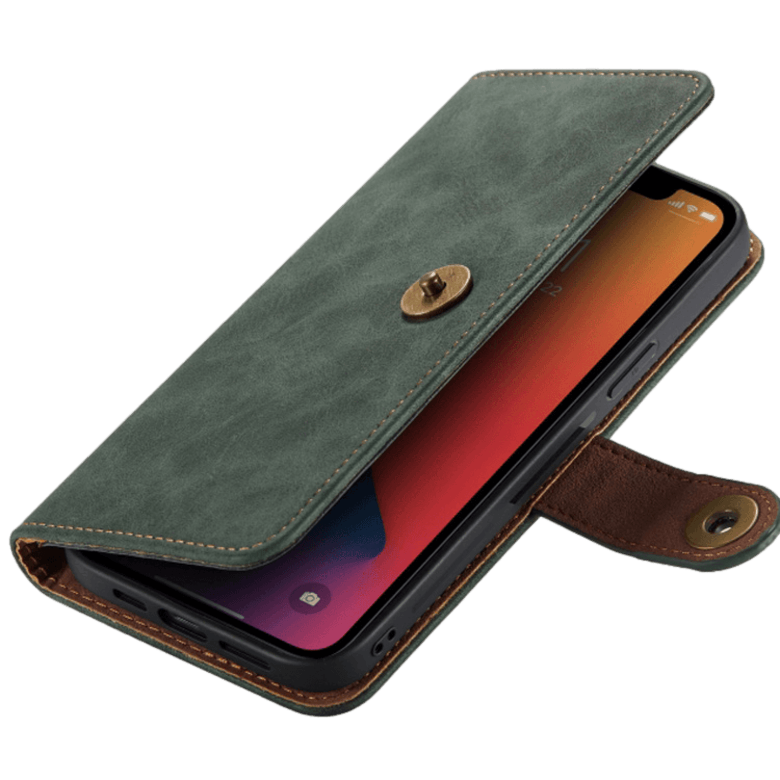 Mocaa iPhone 12 (Pro) Vintage 2-in-1 Wallet Hoesje Groen