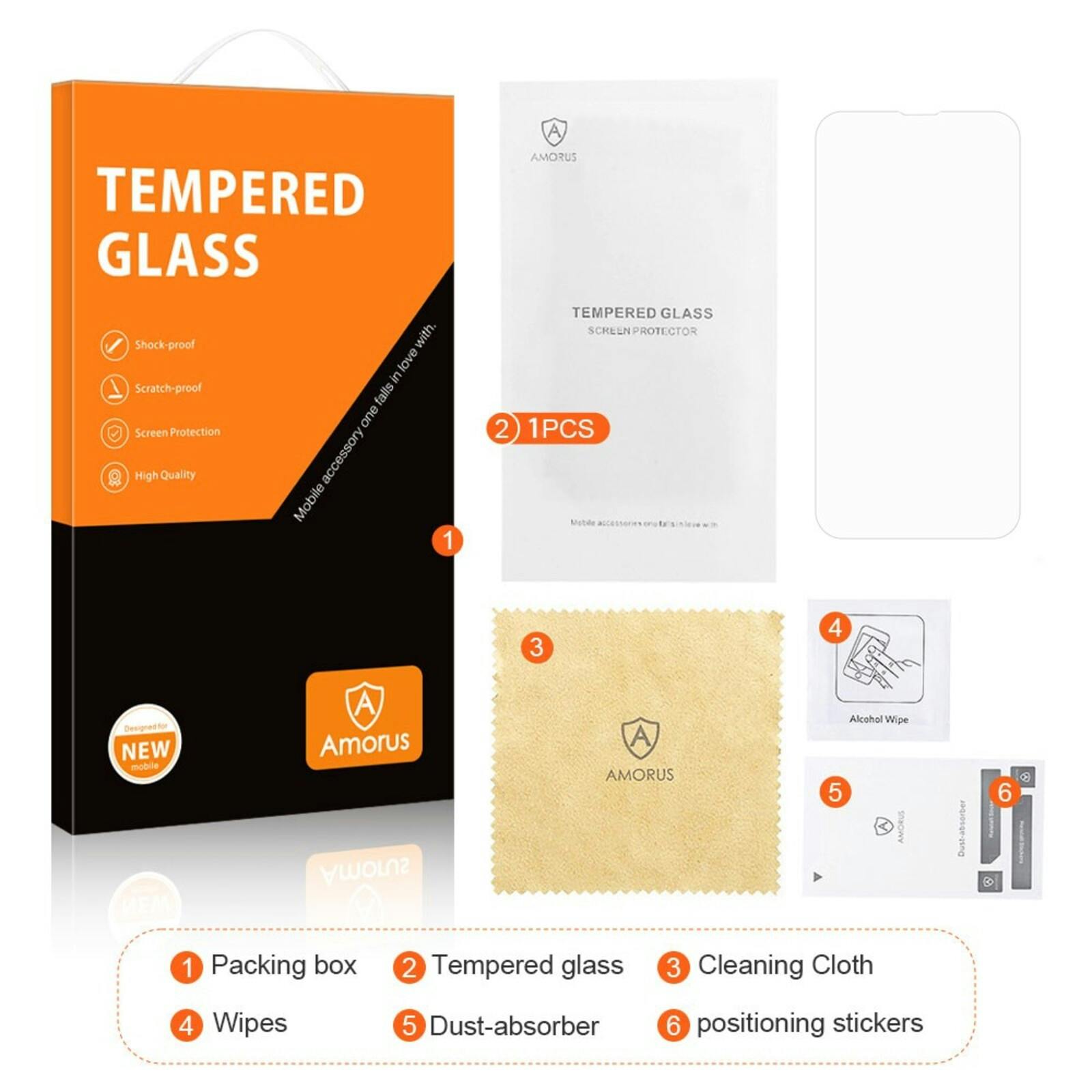 Amorus Apple iPhone 14 Pro Max Screenprotector Gehard Glas Transparant