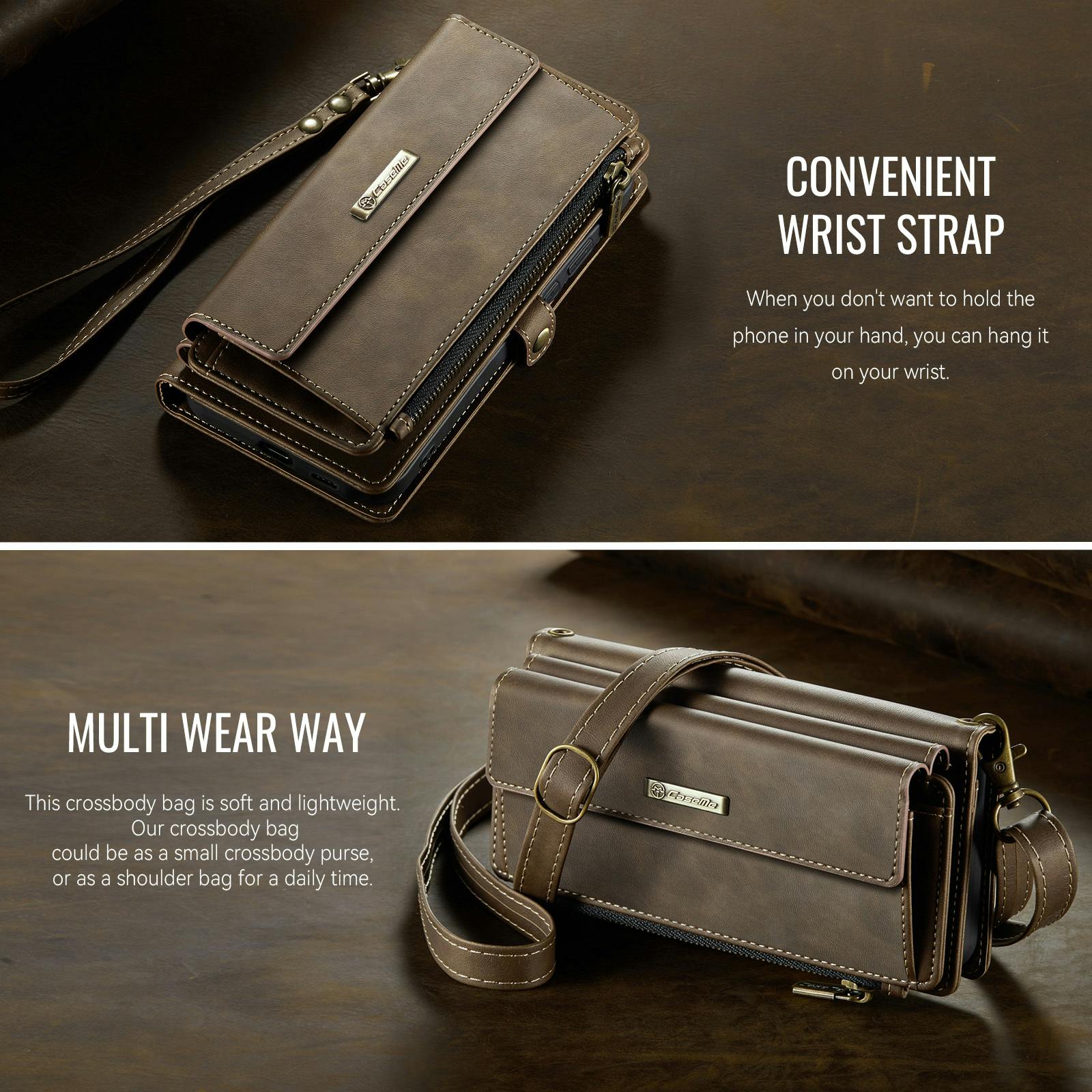 Caseme Samsung Galaxy S26 Plus Luxe Alles-in-één Portemonnee Hoesje Bruin