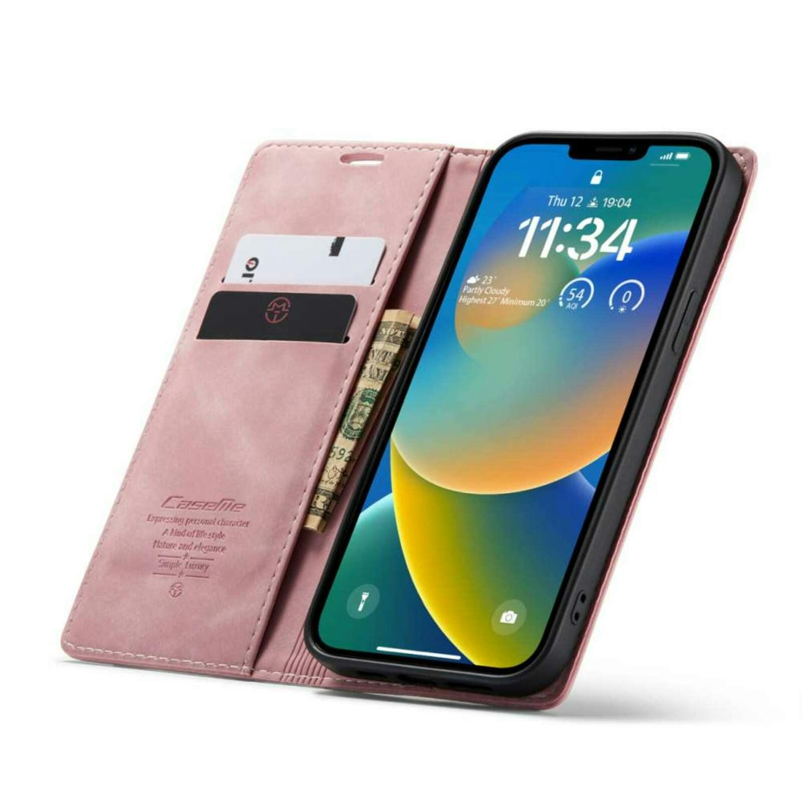 Caseme iPhone 14 Plus Retro Portemonnee Hoesje Roze