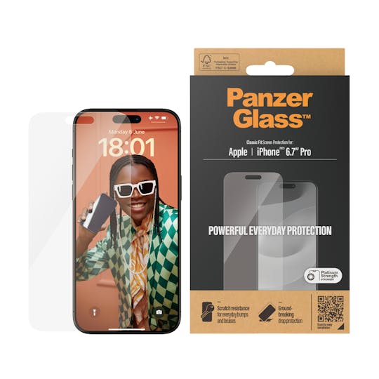 PanzerGlass iPhone 15 Pro Max Screenprotector Transparant