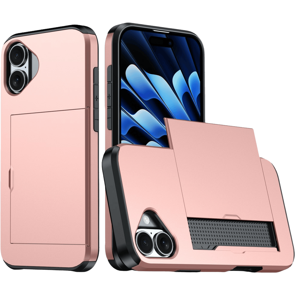 Slide Case Apple iPhone 16 Plus Hoesje met Pashouder Roségoud