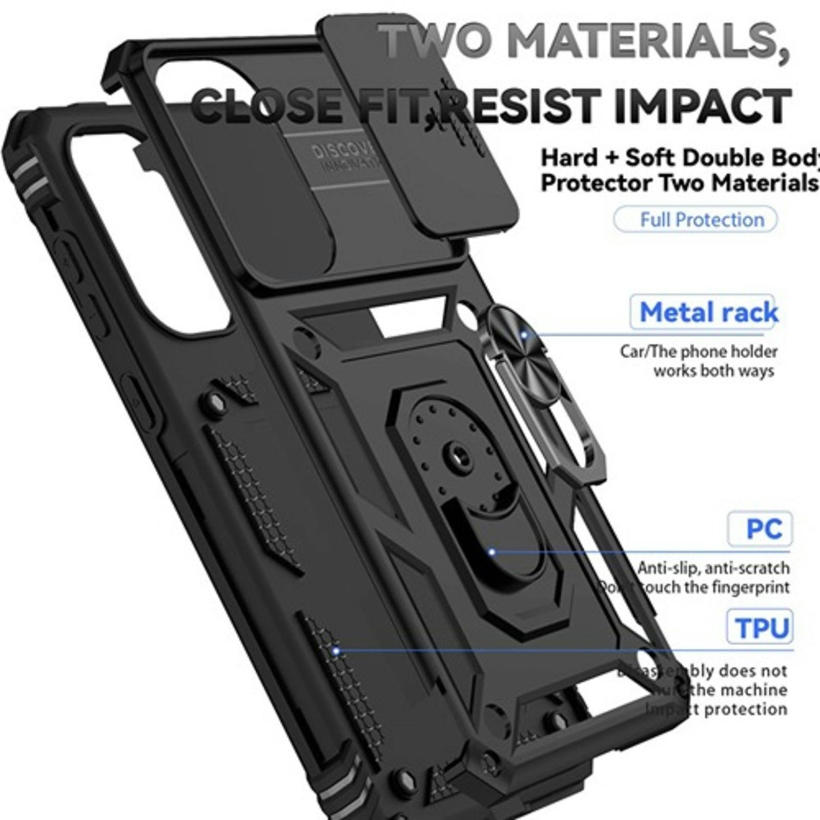 CaseBody Samsung A56 / A36 Shield Case met Camera-schuif Zwart