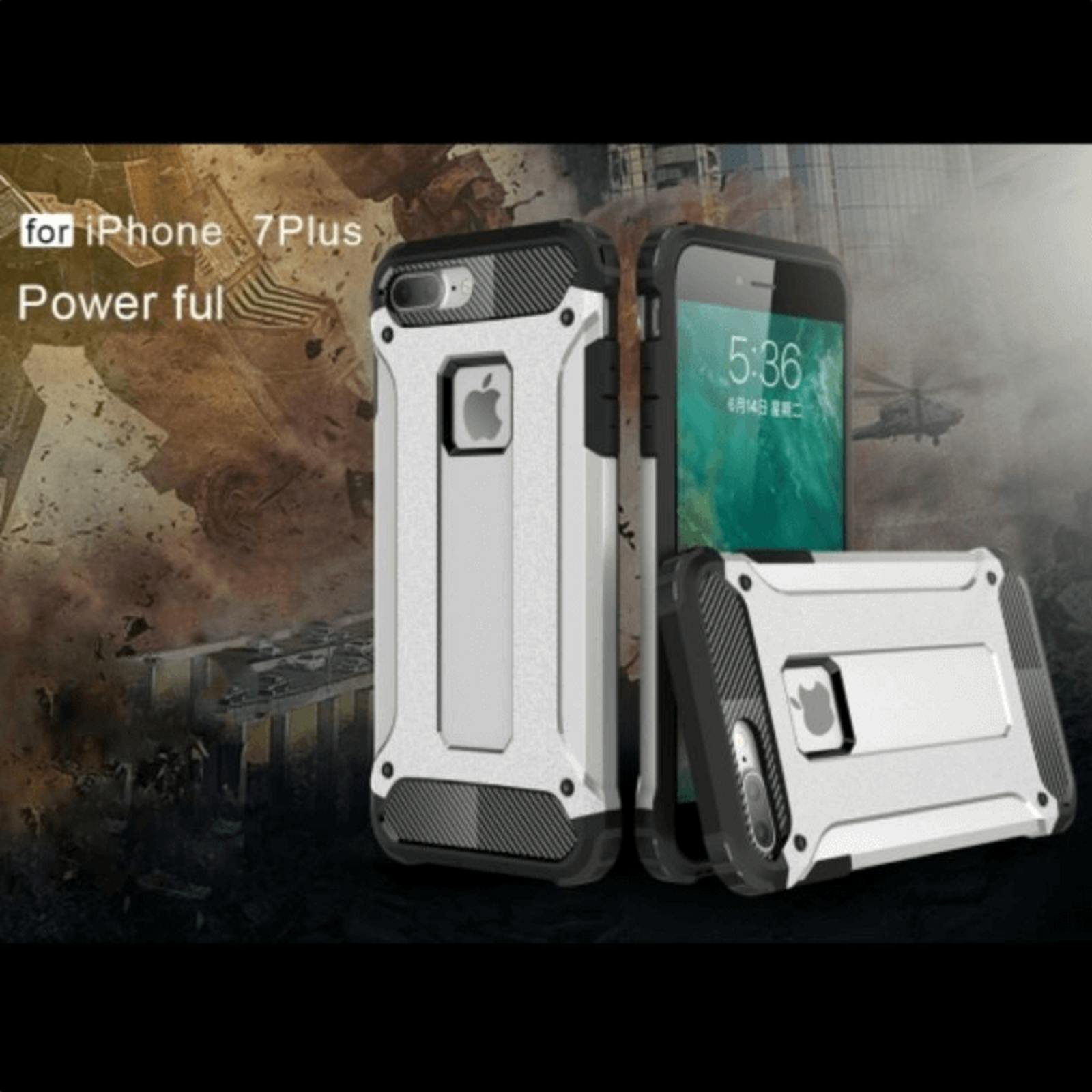 CaseBody iPhone 7 Plus / 8 Plus Schokbestendig Slank Hoesje Steel Armor Zilver