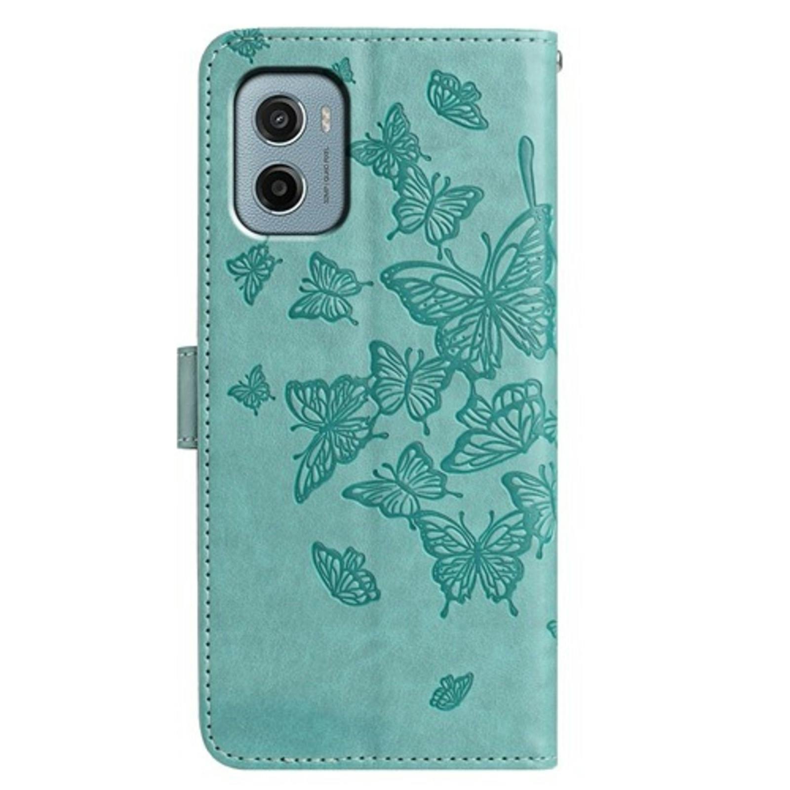 Comfycase Motorola Moto G15 Vlinders Booklet Hoesje Groen