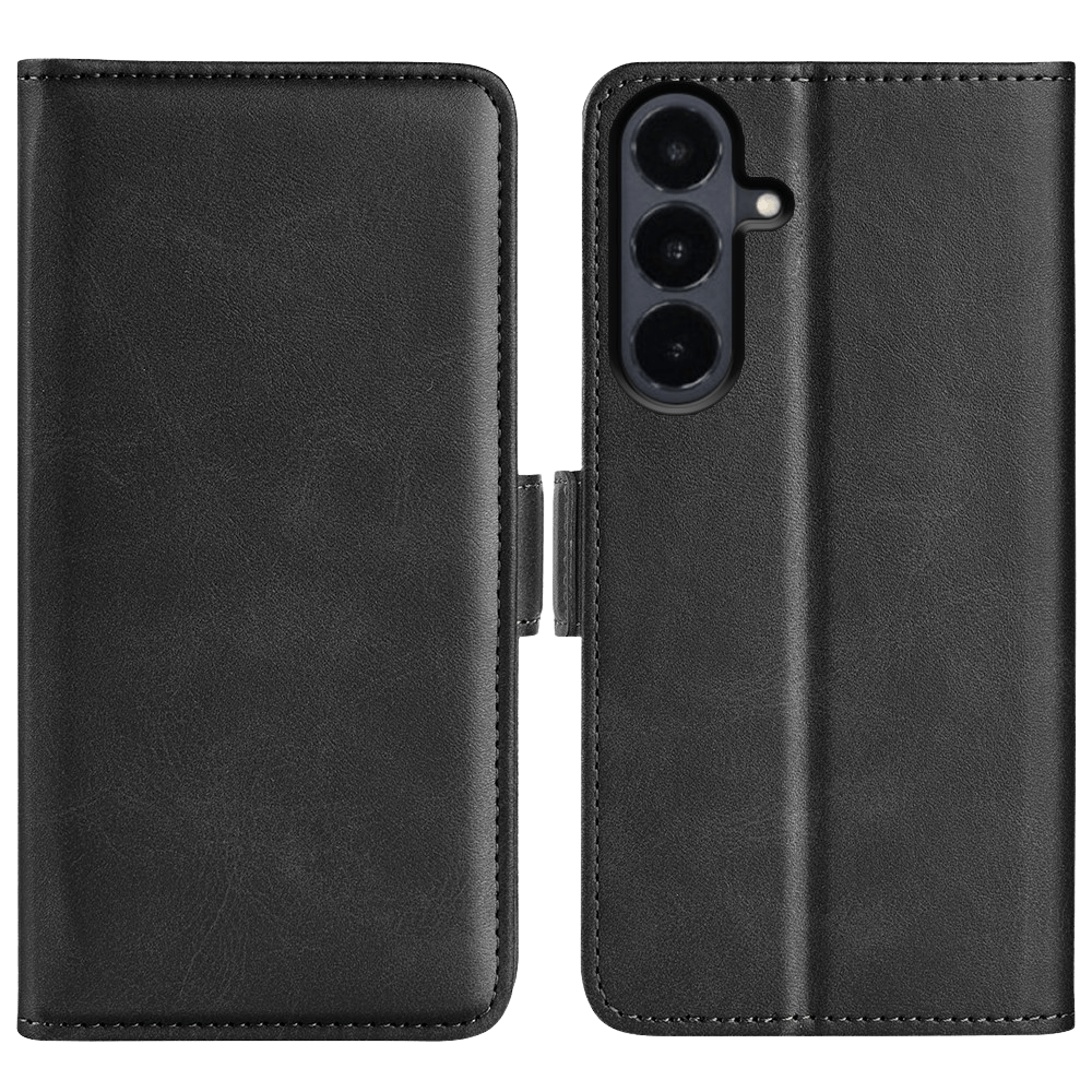 CaseBody Samsung Galaxy S26 FE Real Leather Wallet Hoesje Zwart
