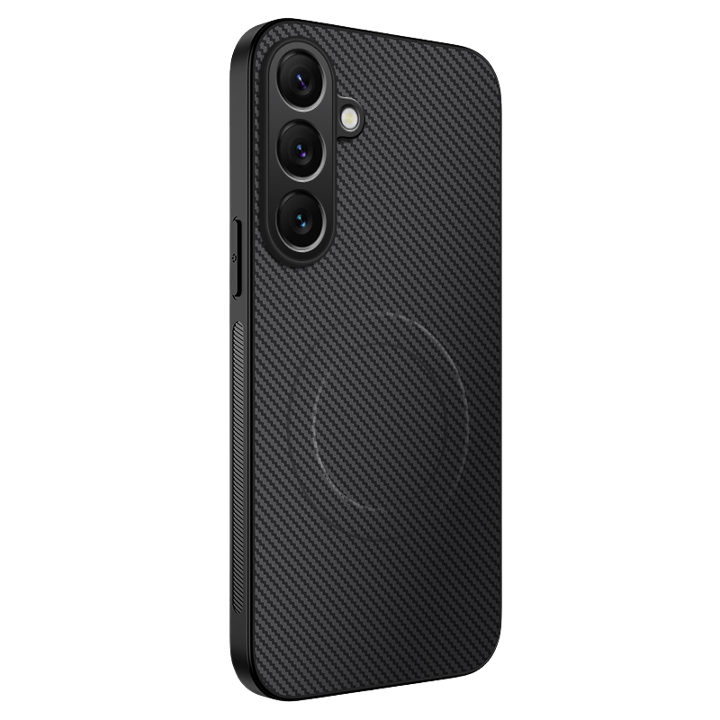 CaseBody Samsung Galaxy A57 Carbon Fiber Magnetic Hoesje Zwart