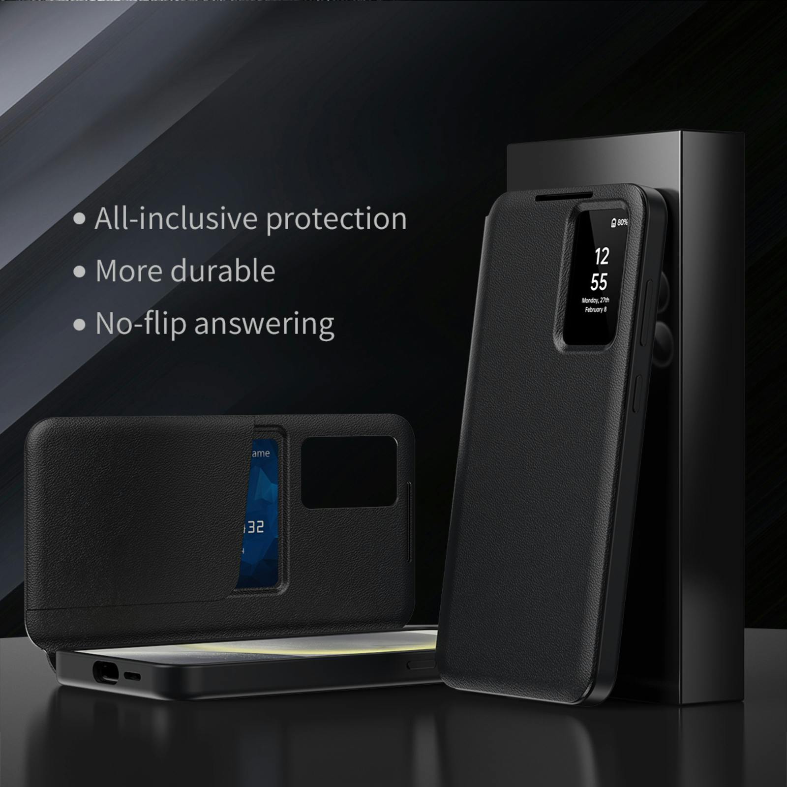 CaseBody Samsung Galaxy S25 Plus Smart Cover Zwart