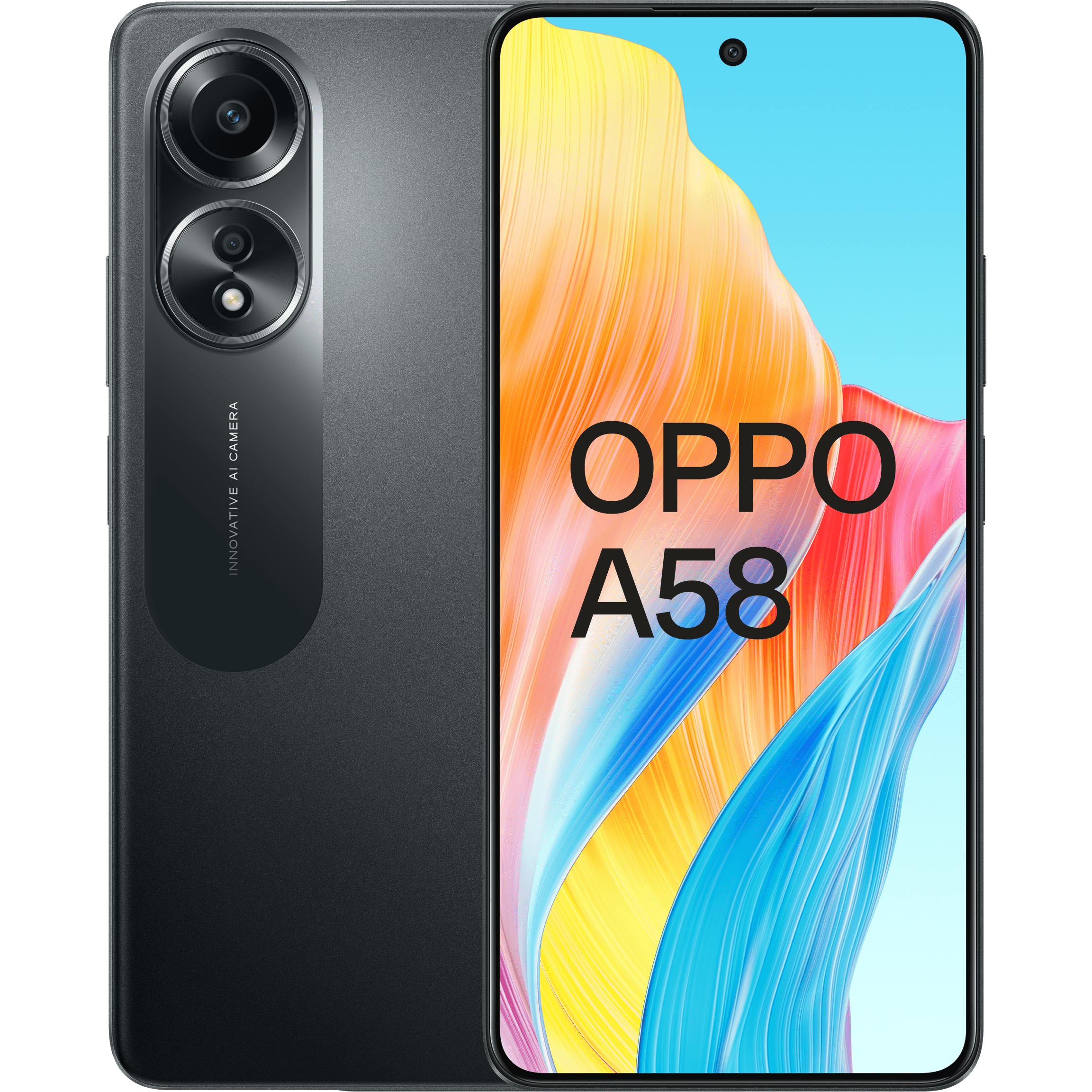 OPPO A58 Glowing Black - Voorkant