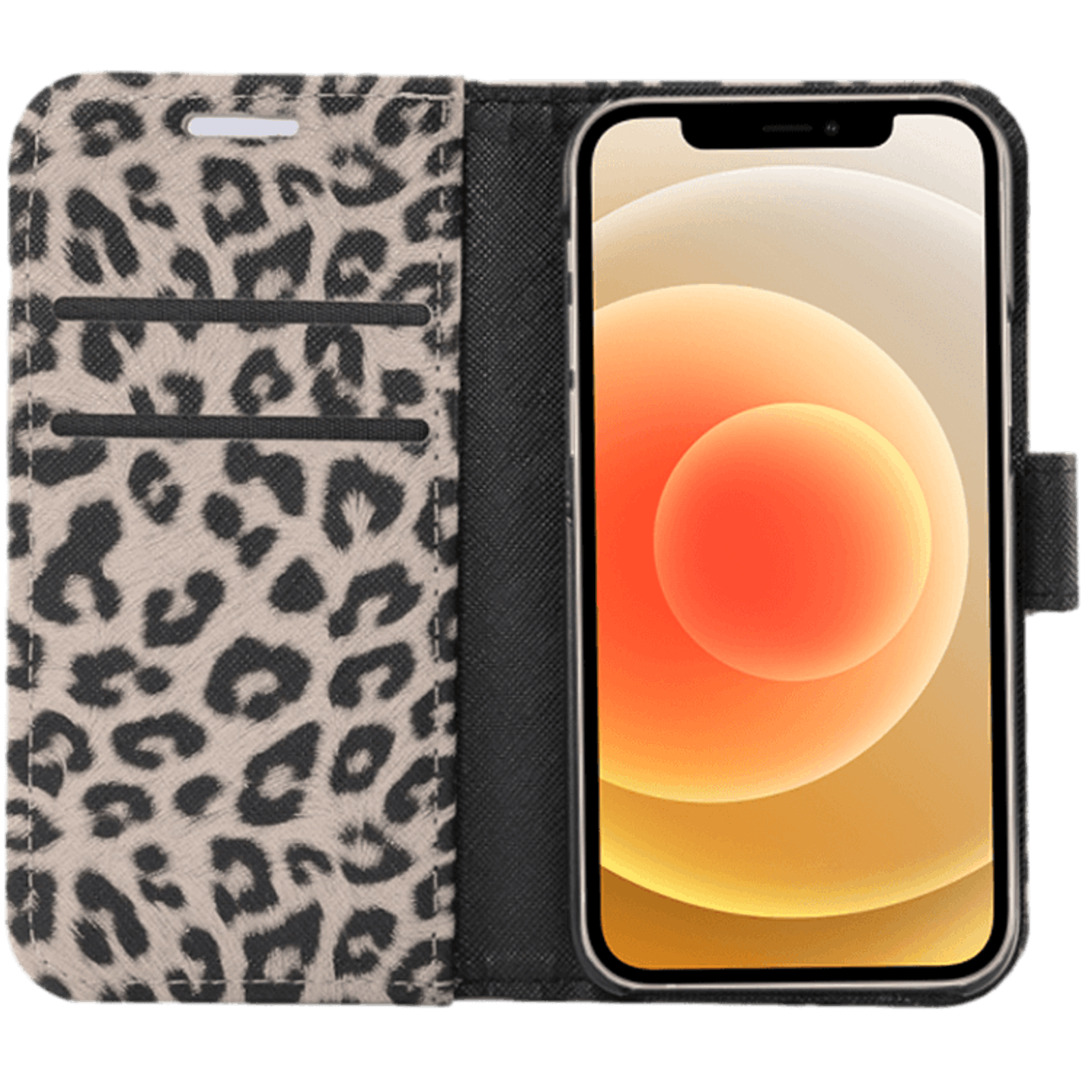 Mocaa iPhone 12 (Pro) Luipaardprint Bookcase Hoesje style I