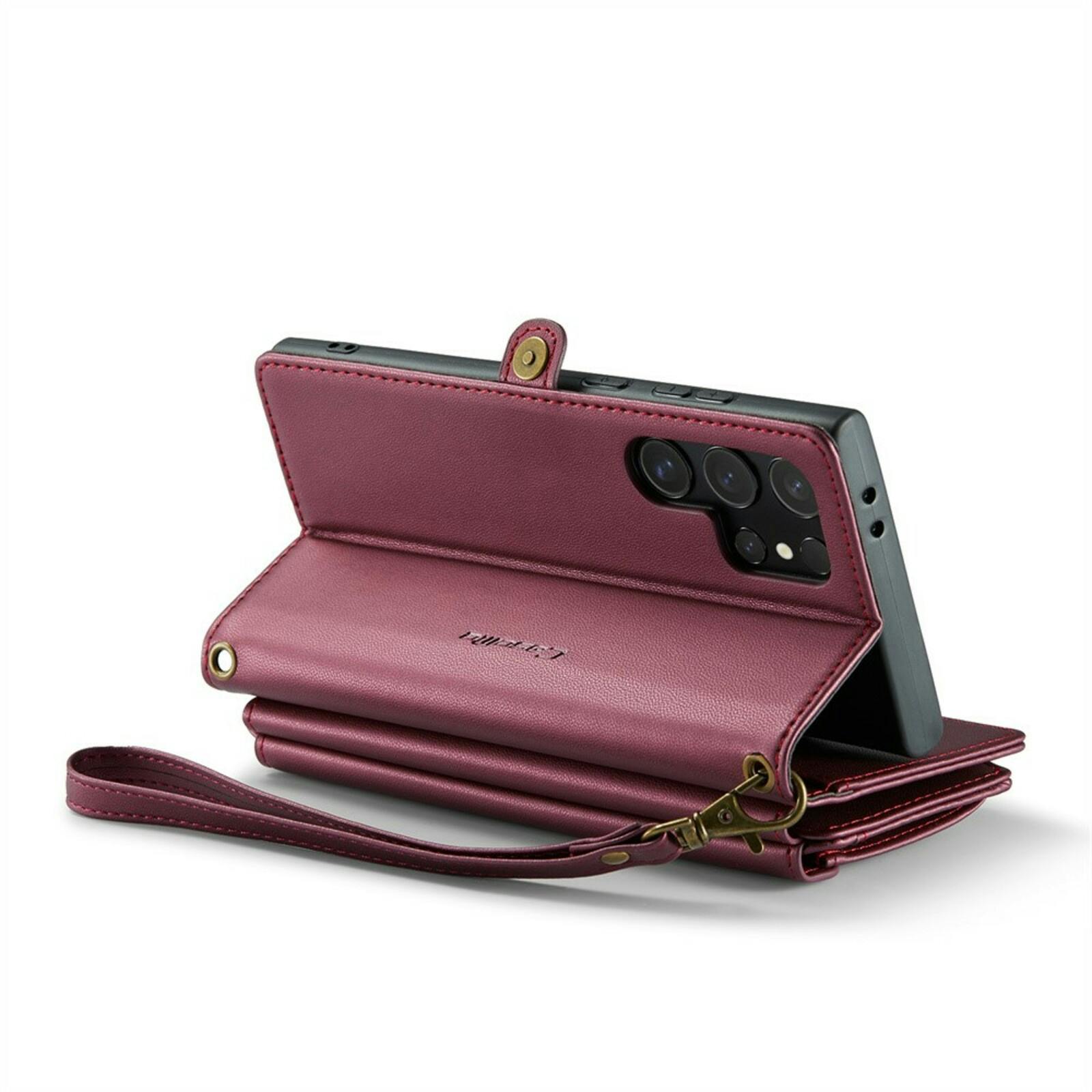 Caseme Samsung S24 Ultra Clutch Wallet met Koord Bordeaux