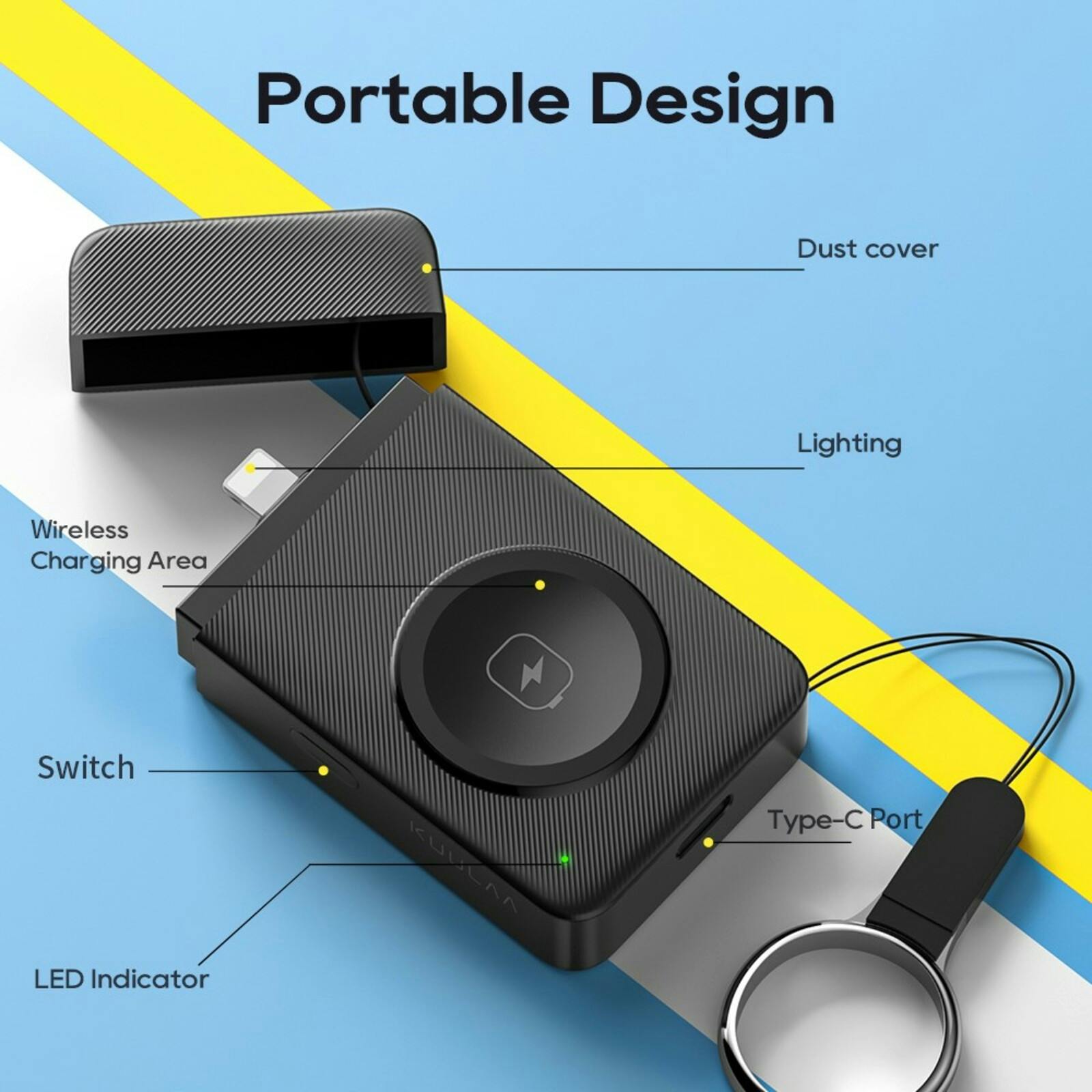 Kuulaa 1.500 mAh Wireless Apple Watch Charger Zwart