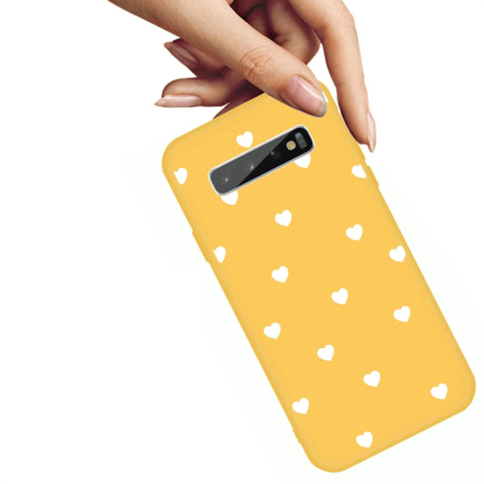 Mocaa Samsung Galaxy S10 Hearts Case Geel