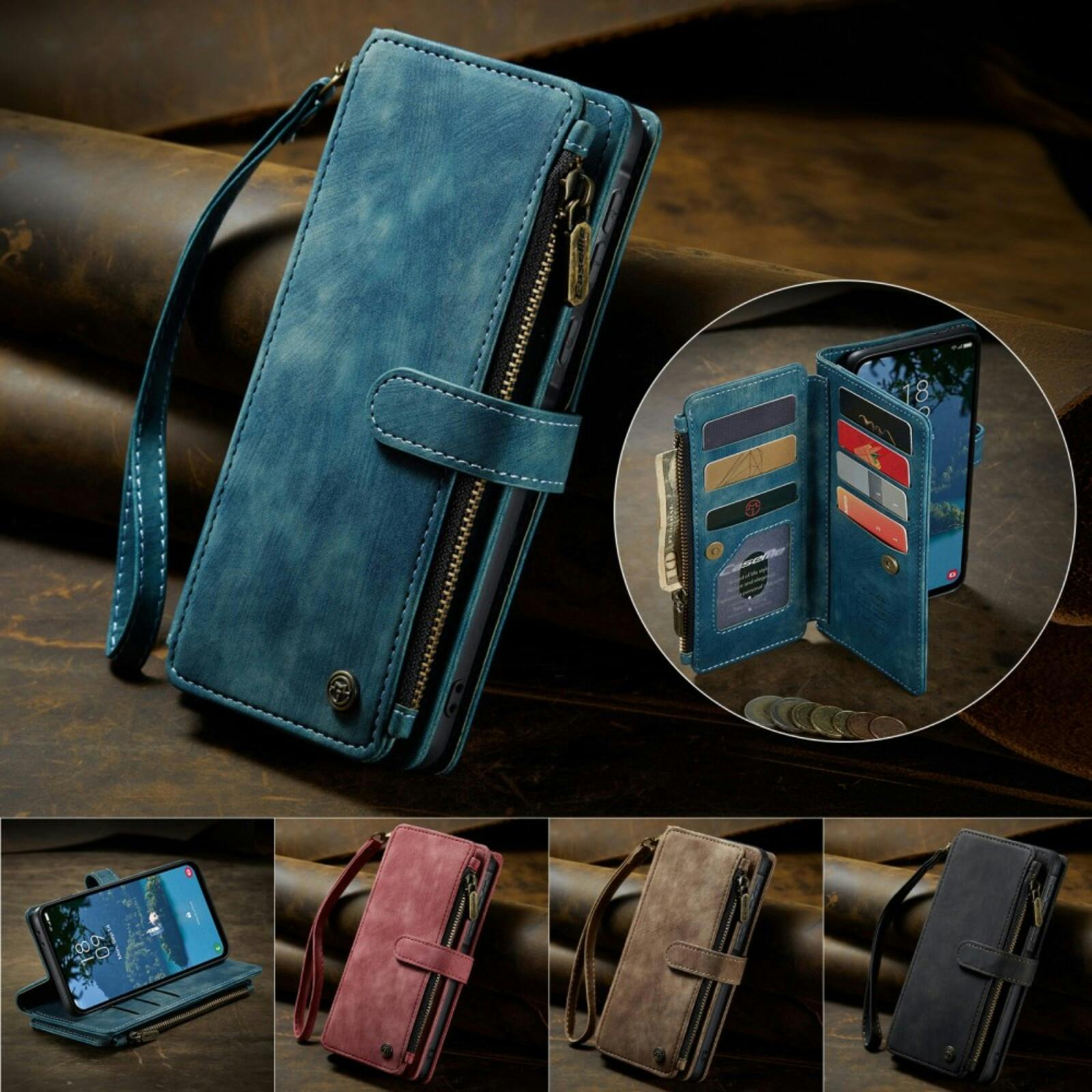Caseme Samsung Galaxy A56 Vintage Wallet Hoesje Blauw